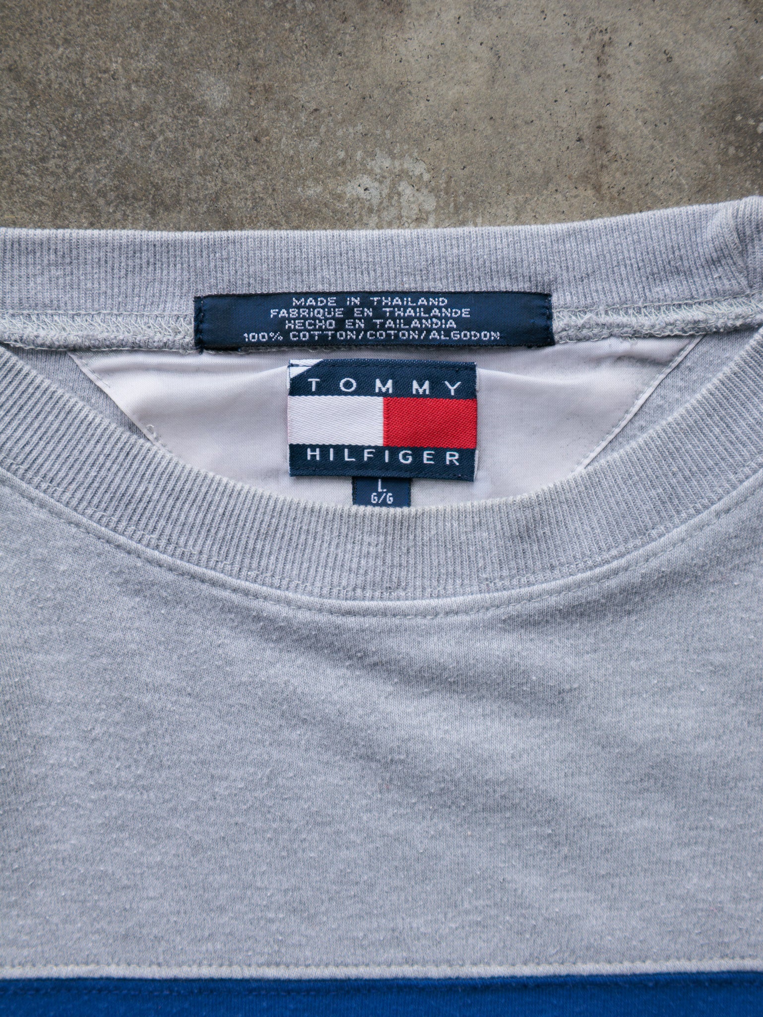 Vintage 00s Grey Tommy Hilfiger Athletics Long Sleeve (L)