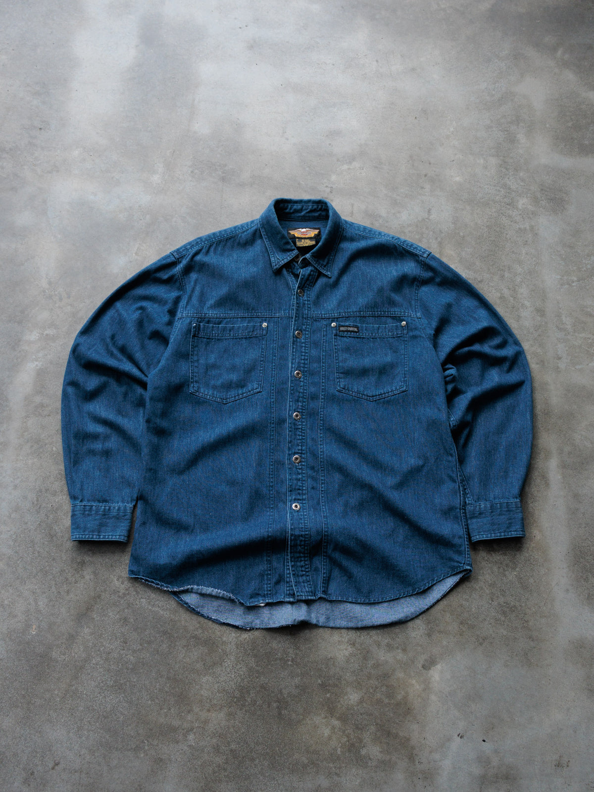 Vintage Blue Harley-Davidson Denim Shirt (L)
