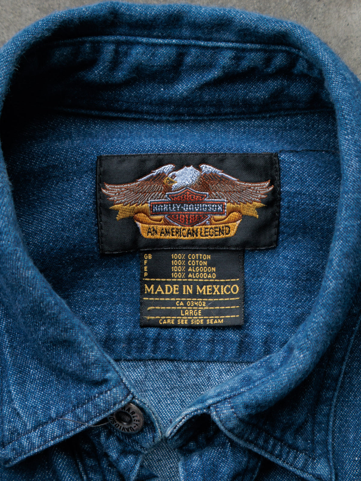 Vintage Blue Harley-Davidson Denim Shirt (L)