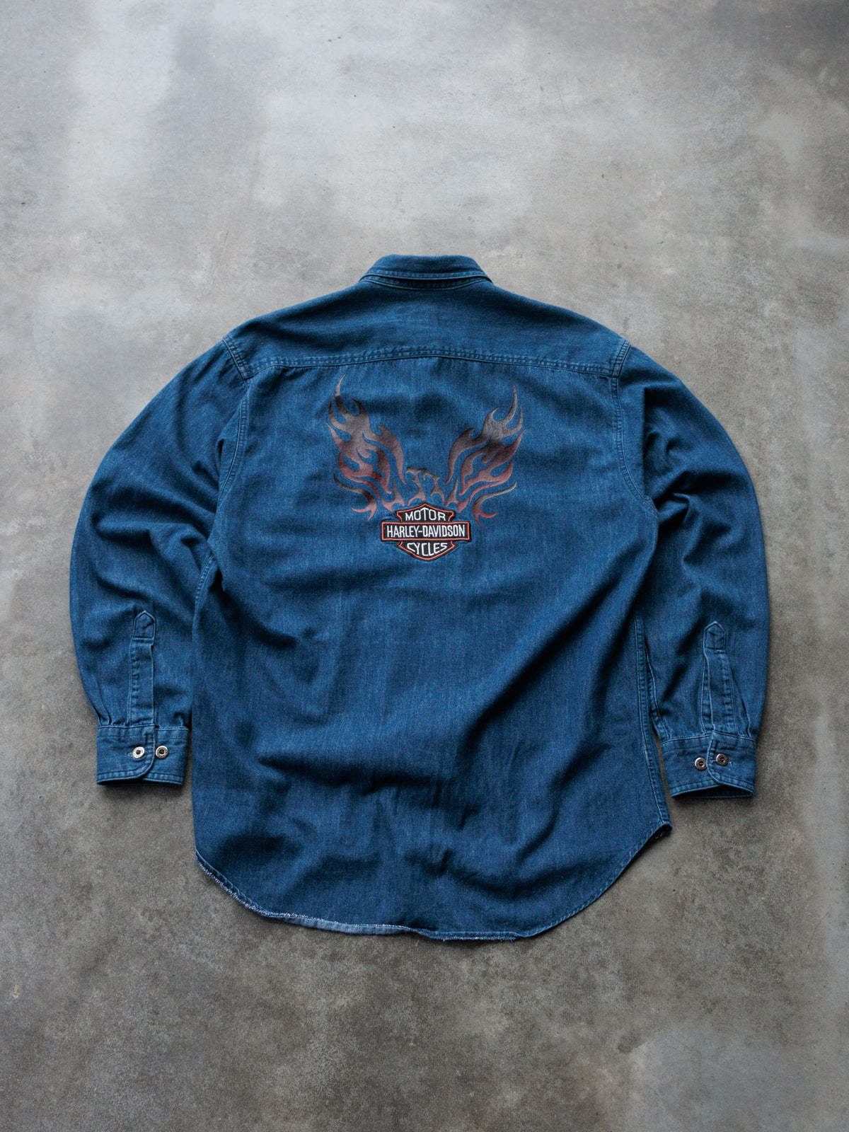 Vintage Blue Harley-Davidson Denim Shirt (L)