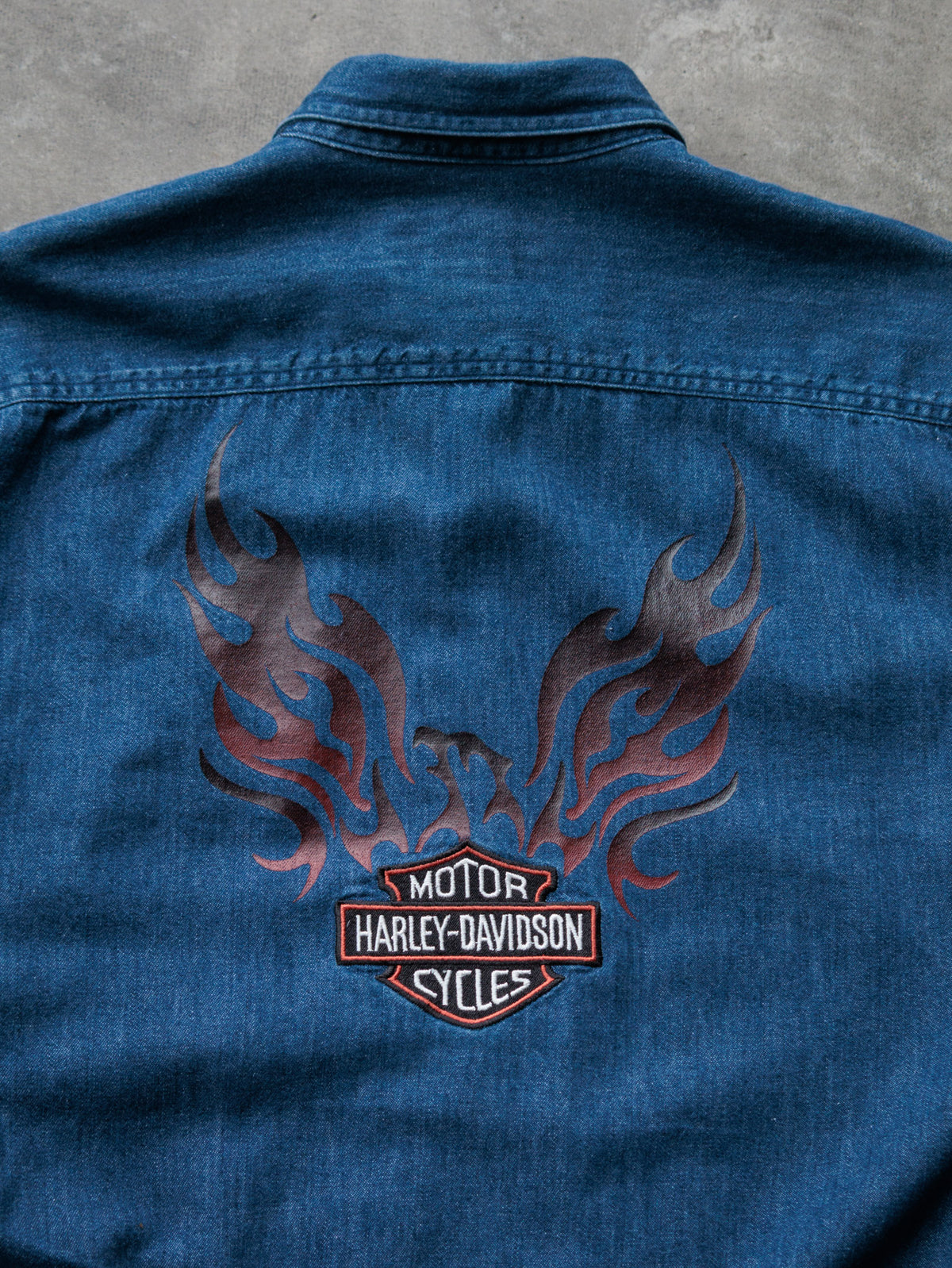 Vintage Blue Harley-Davidson Denim Shirt (L)