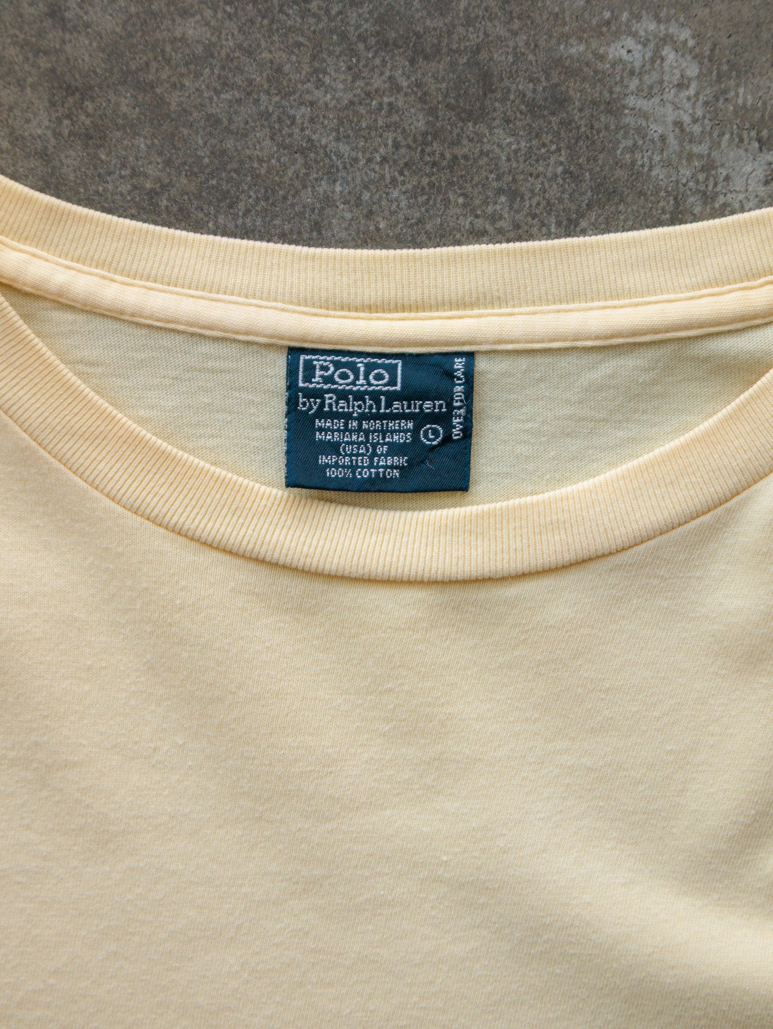 Vintage Pale Yellow Polo Ralph Lauren Pocket Tee (L)