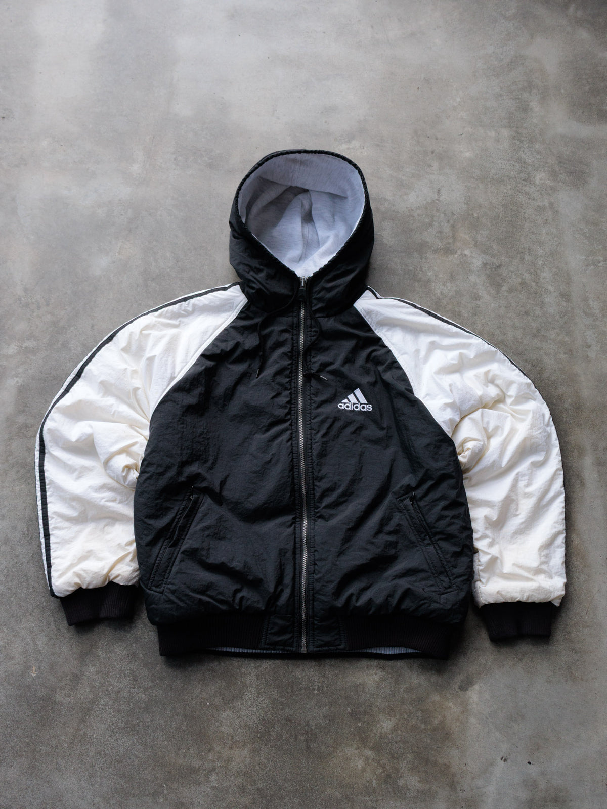 Vintage 90s Black Adidas Colourblock Puffer Jacket (M)