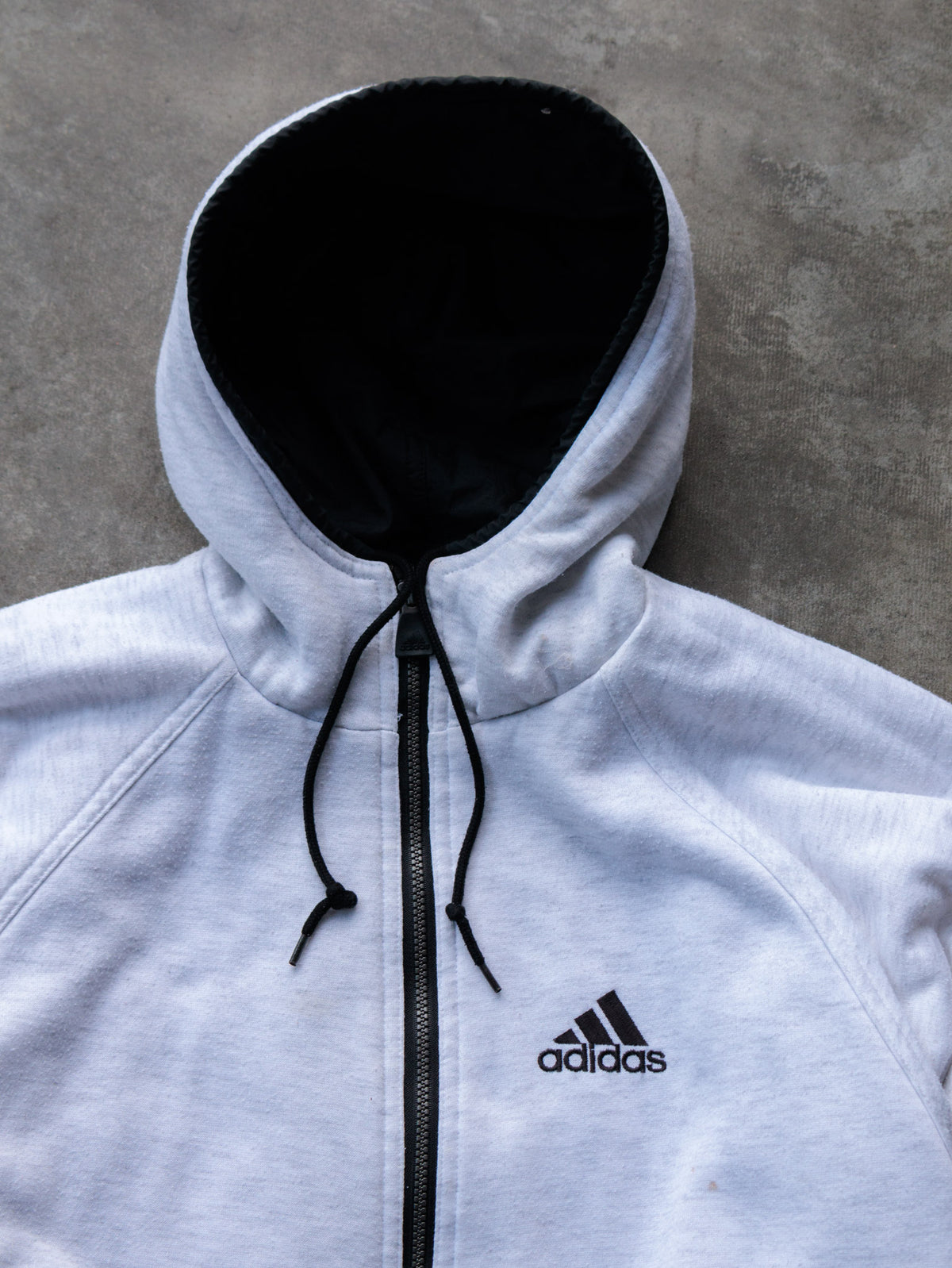 Vintage 90s Black & White Adidas Reversible Hooded Jacket (M)