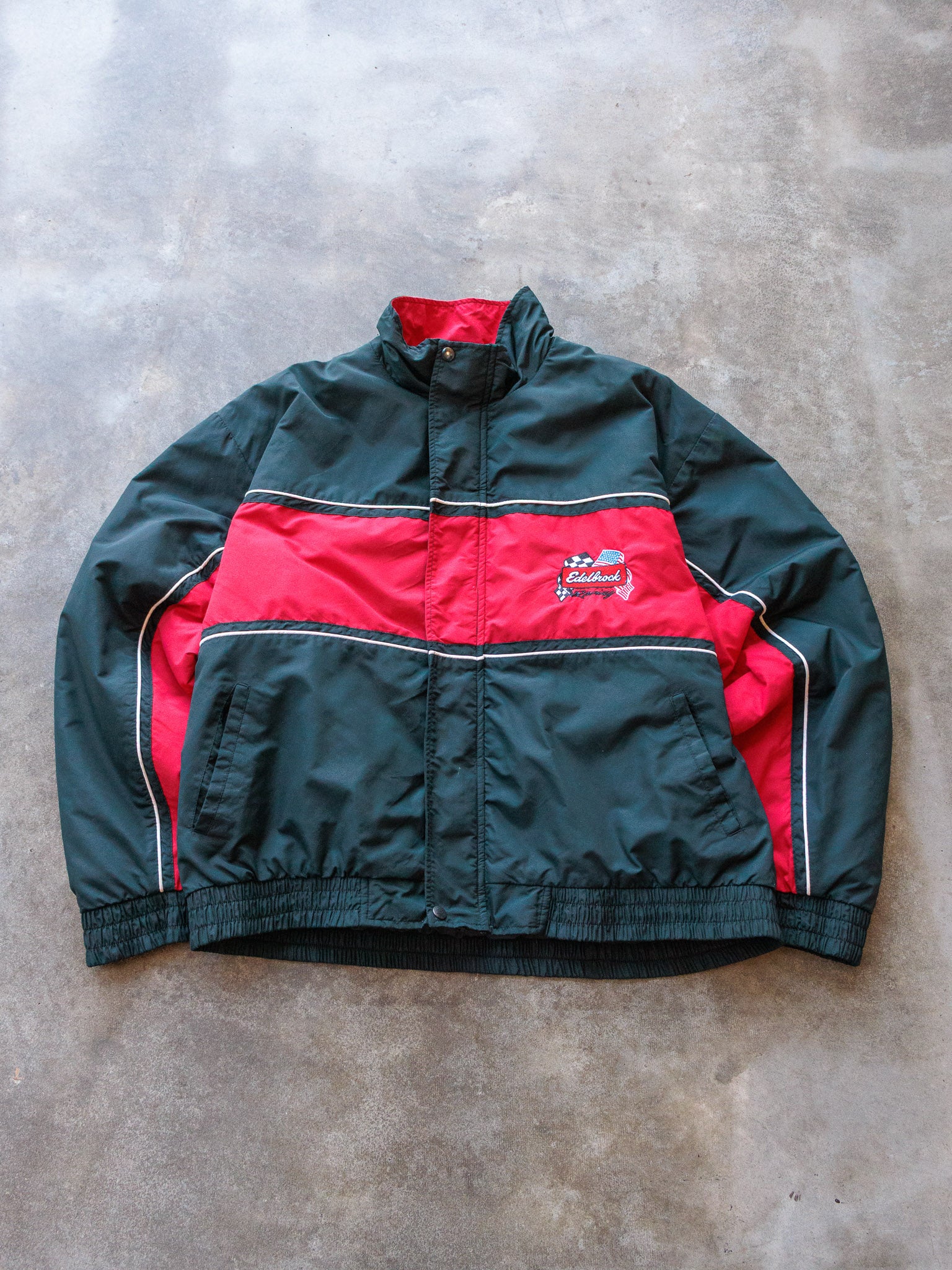 Vintage 90s Black & Red Edelbrock Racing Jacket (XL)