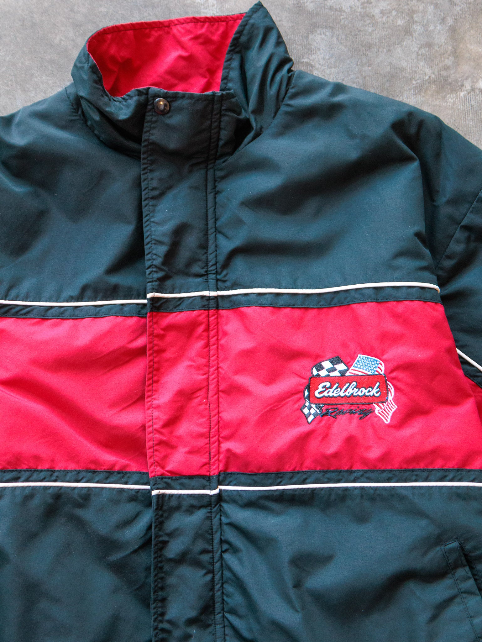 Vintage 90s Black & Red Edelbrock Racing Jacket (XL)