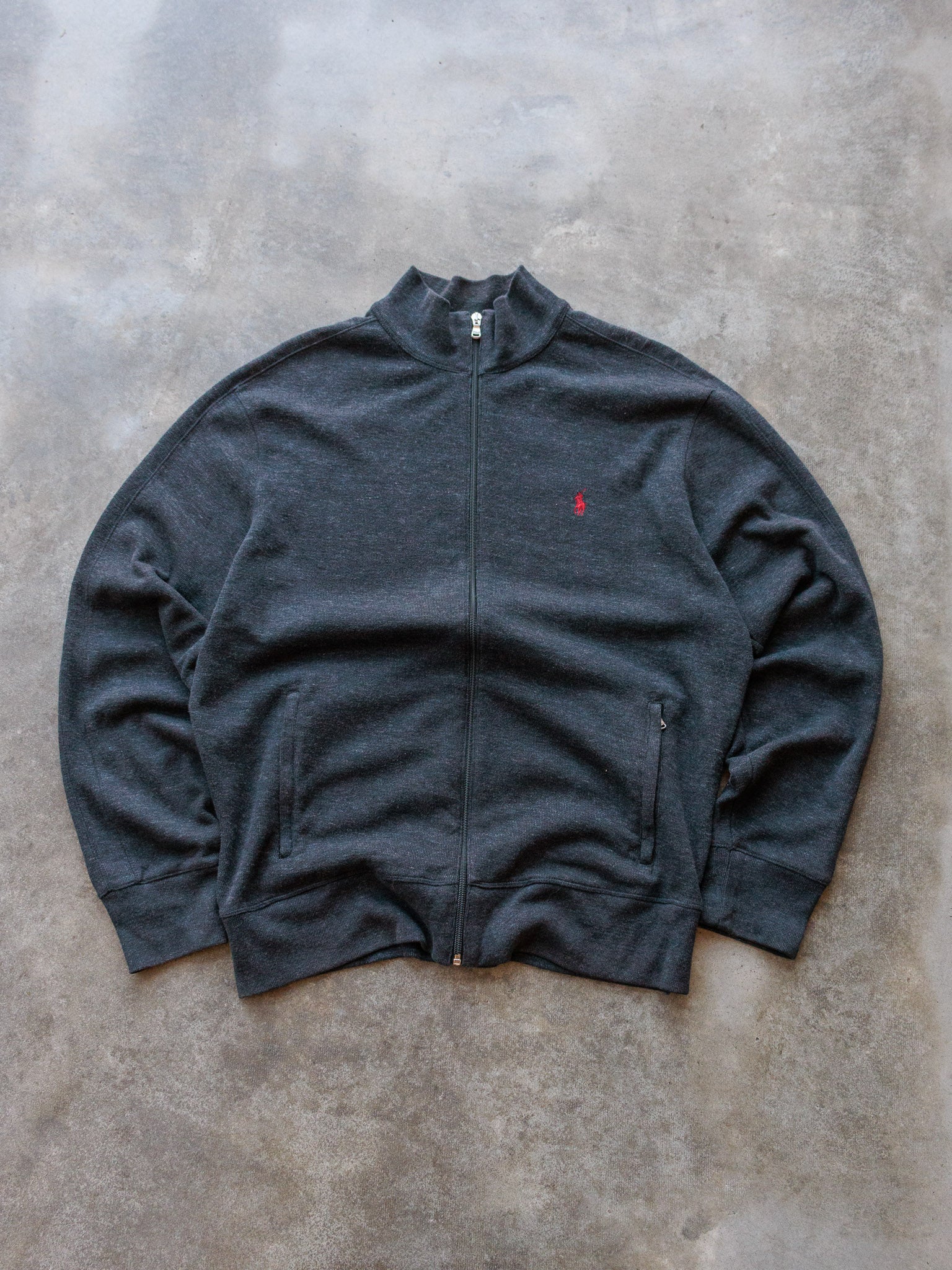 Vintage Charcoal Polo Ralph Lauren Zip Sweatshirt (L)