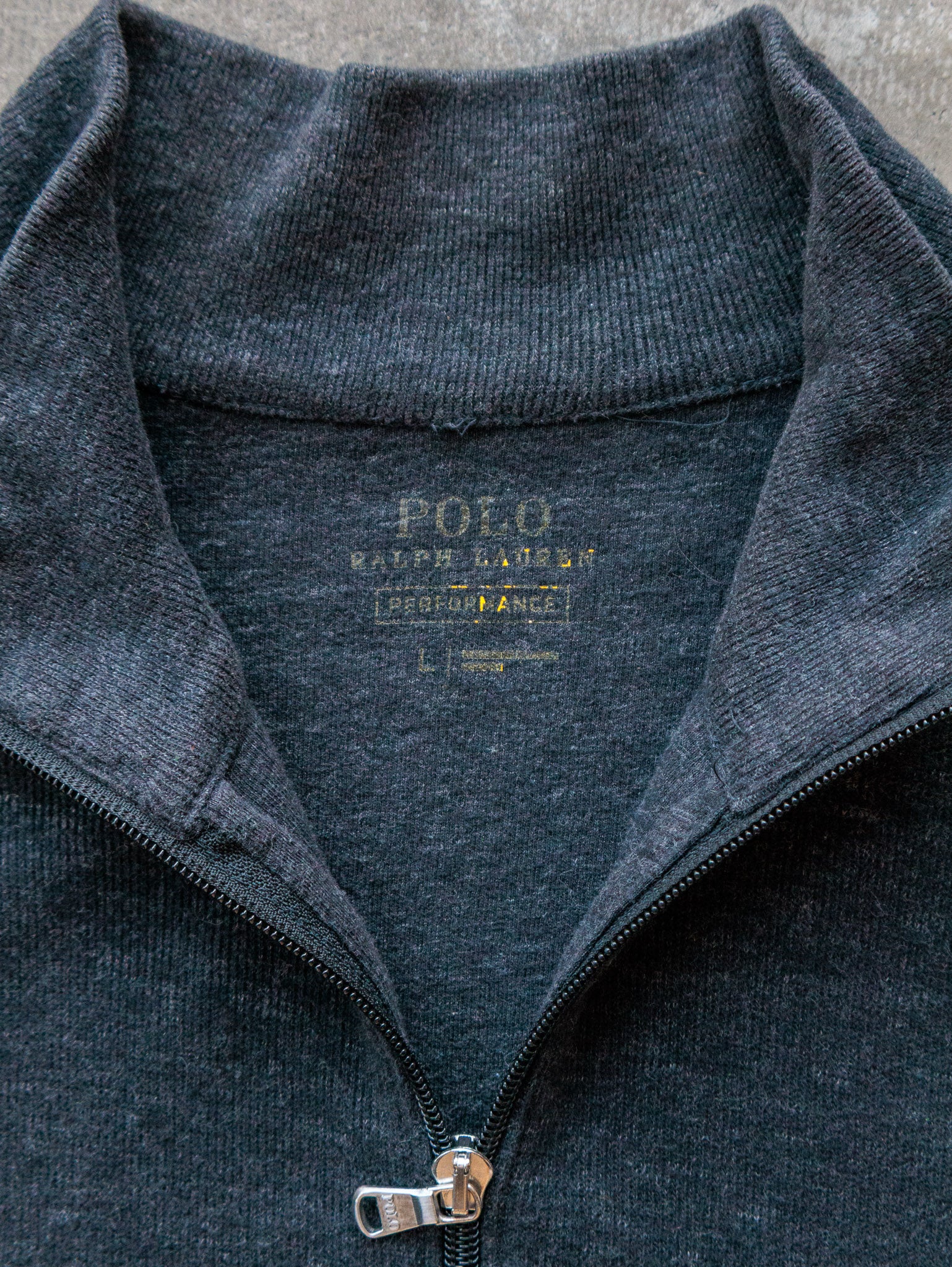 Vintage Charcoal Polo Ralph Lauren Zip Sweatshirt (L)