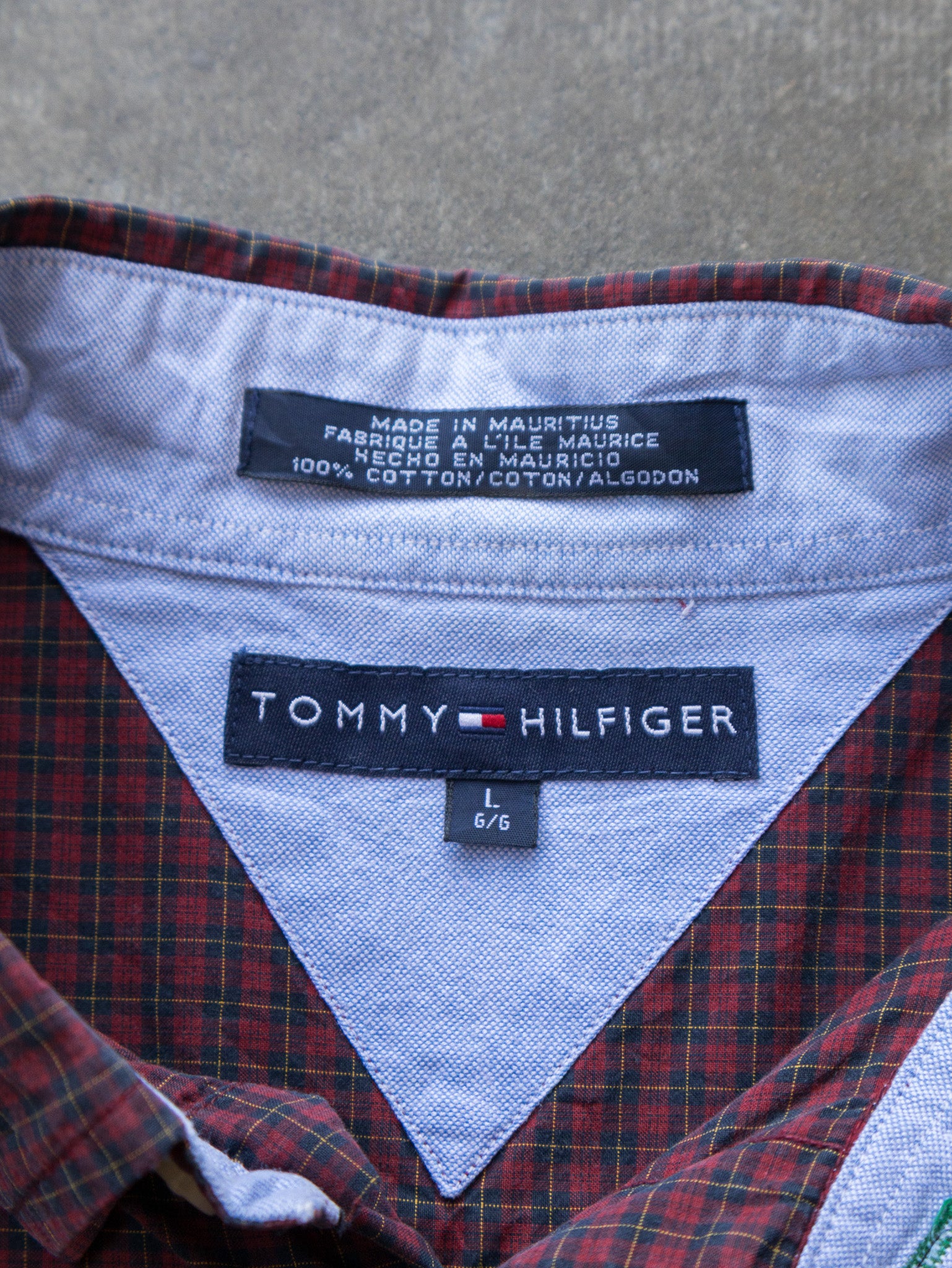 Vintage Red Check Tommy Hilfiger Shirt (L)