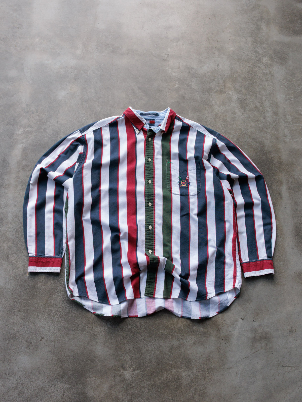 Vintage 90s Navy Striped Tommy Hilfiger Shirt (L)