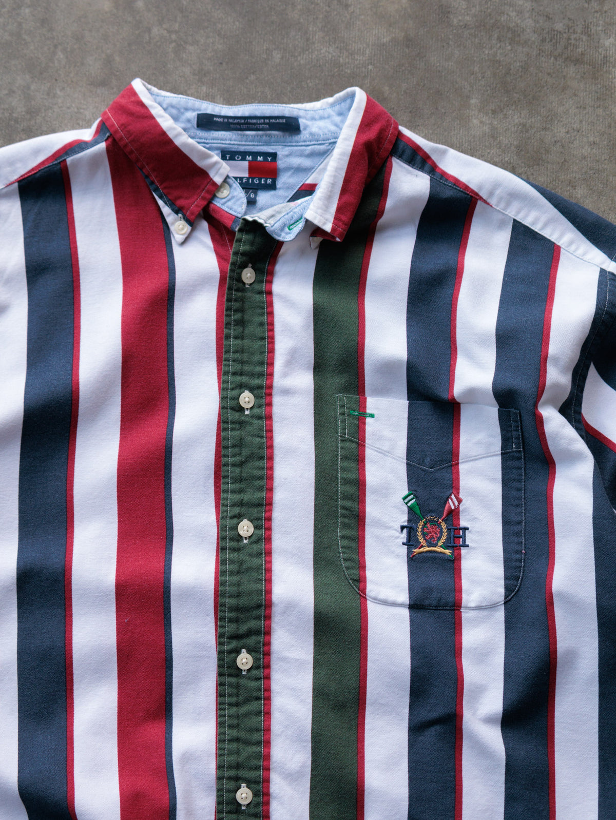 Vintage 90s Navy Striped Tommy Hilfiger Shirt (L)
