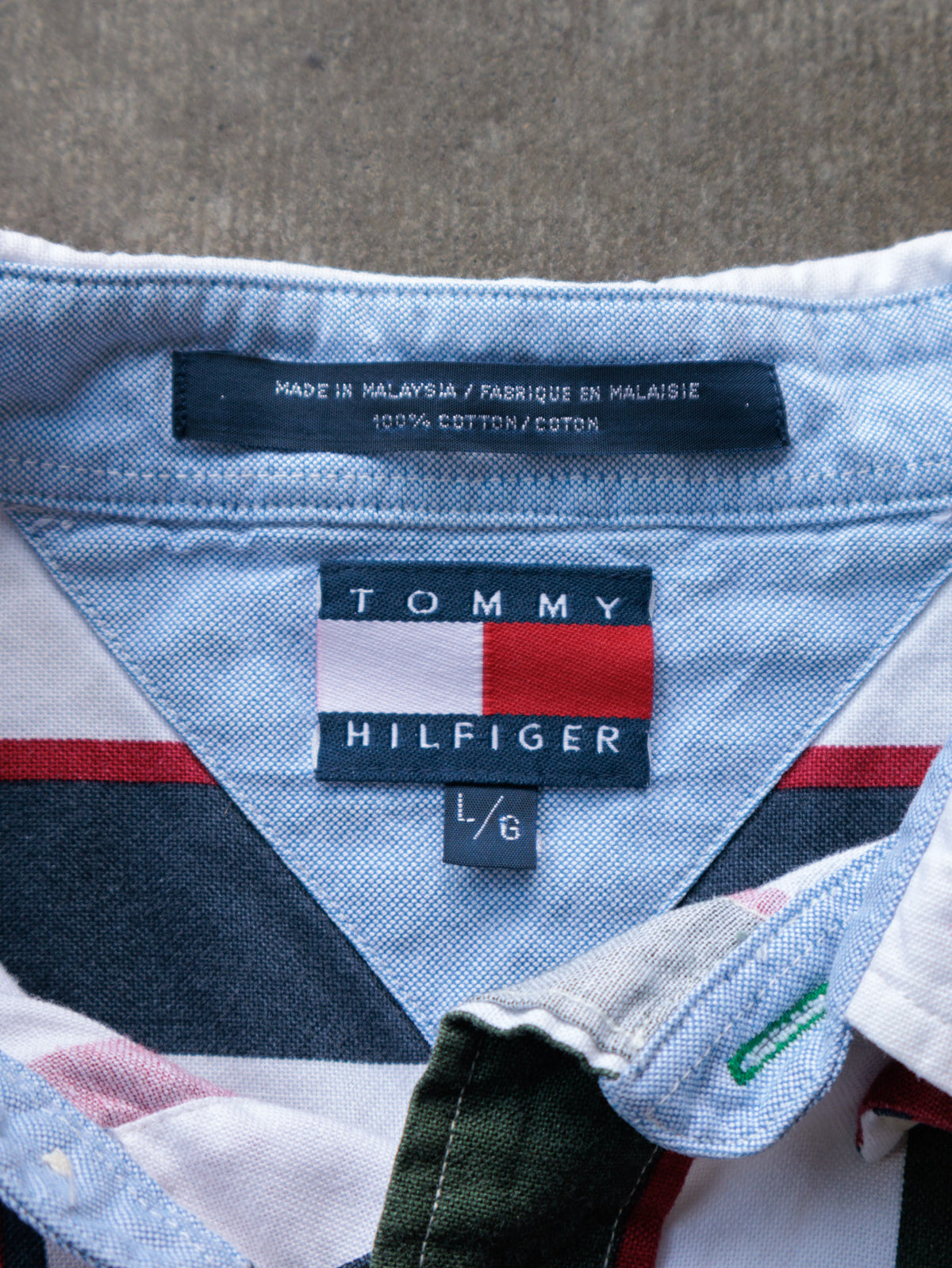 Vintage 90s Navy Striped Tommy Hilfiger Shirt (L)