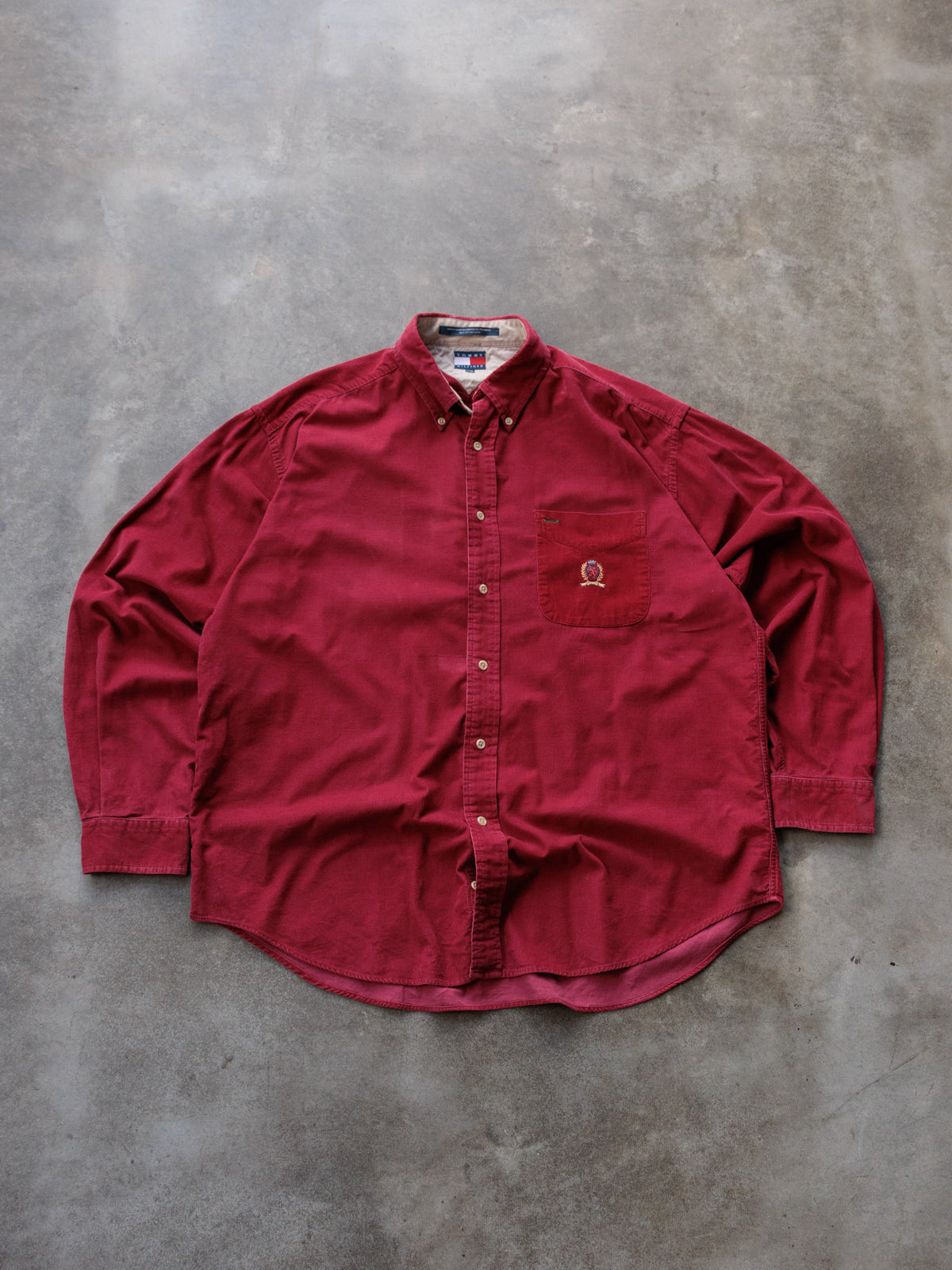 Vintage 90s Red Tommy Hilfiger Corduroy Shirt (L)