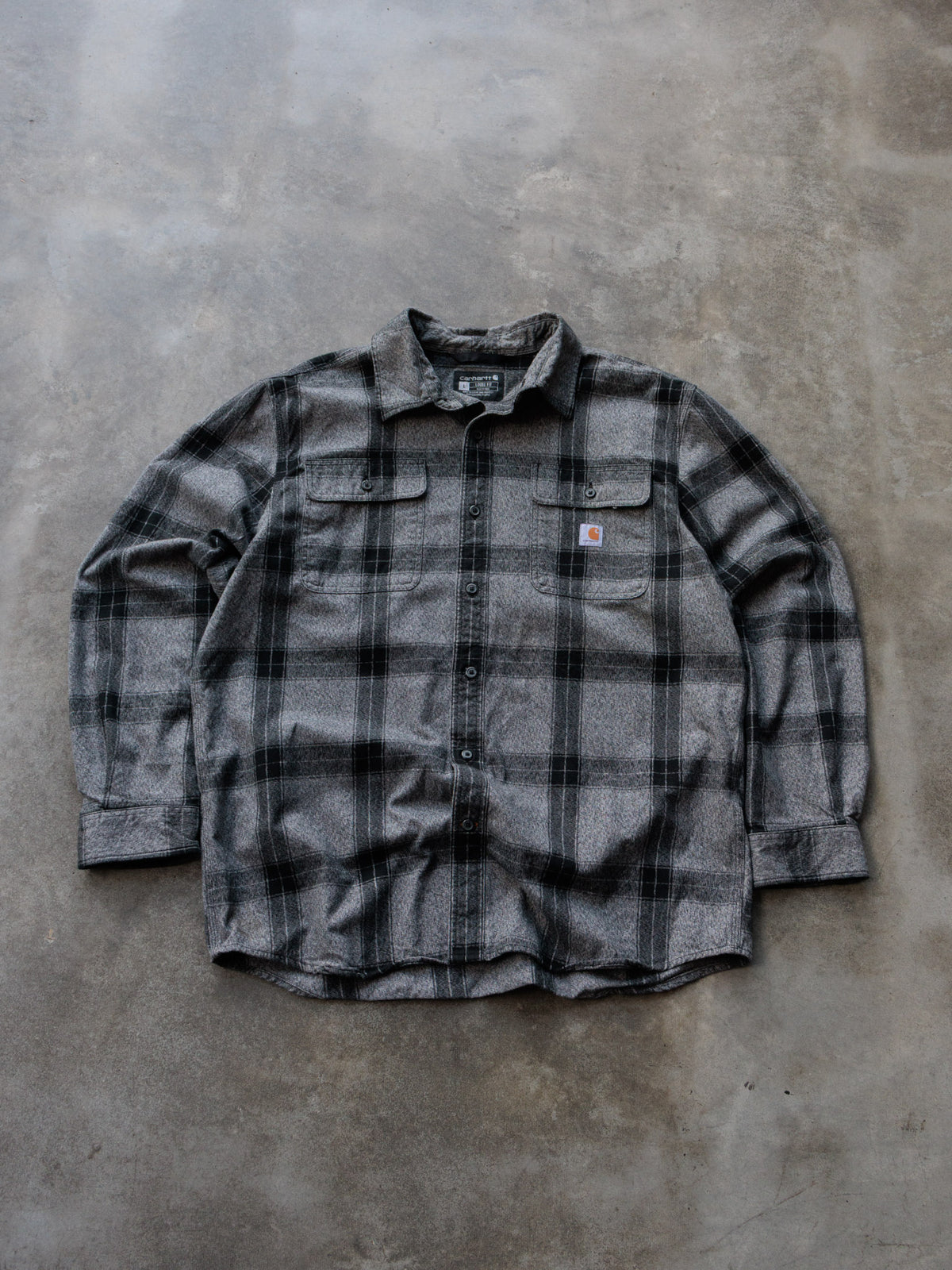 Vintage Grey Plaid Carhartt Flannel Shirt (L)