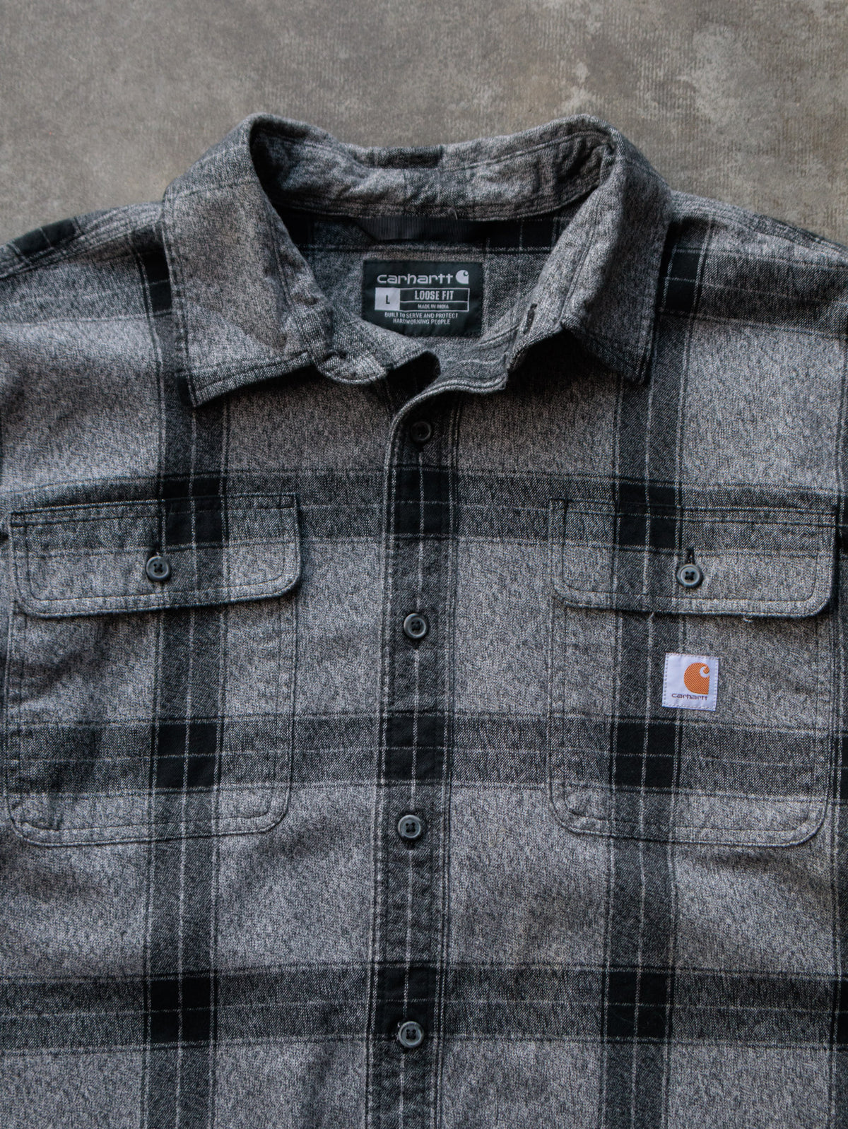 Vintage Grey Plaid Carhartt Flannel Shirt (L)