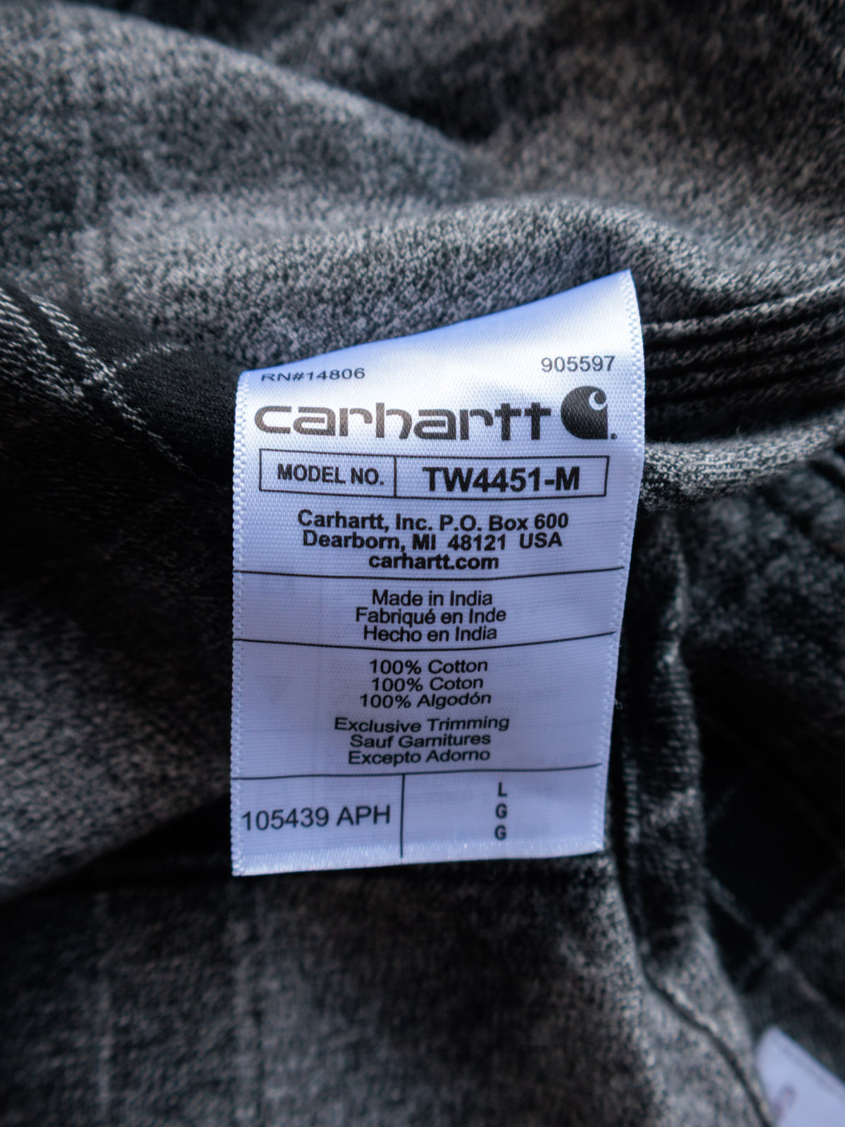 Vintage Grey Plaid Carhartt Flannel Shirt (L)
