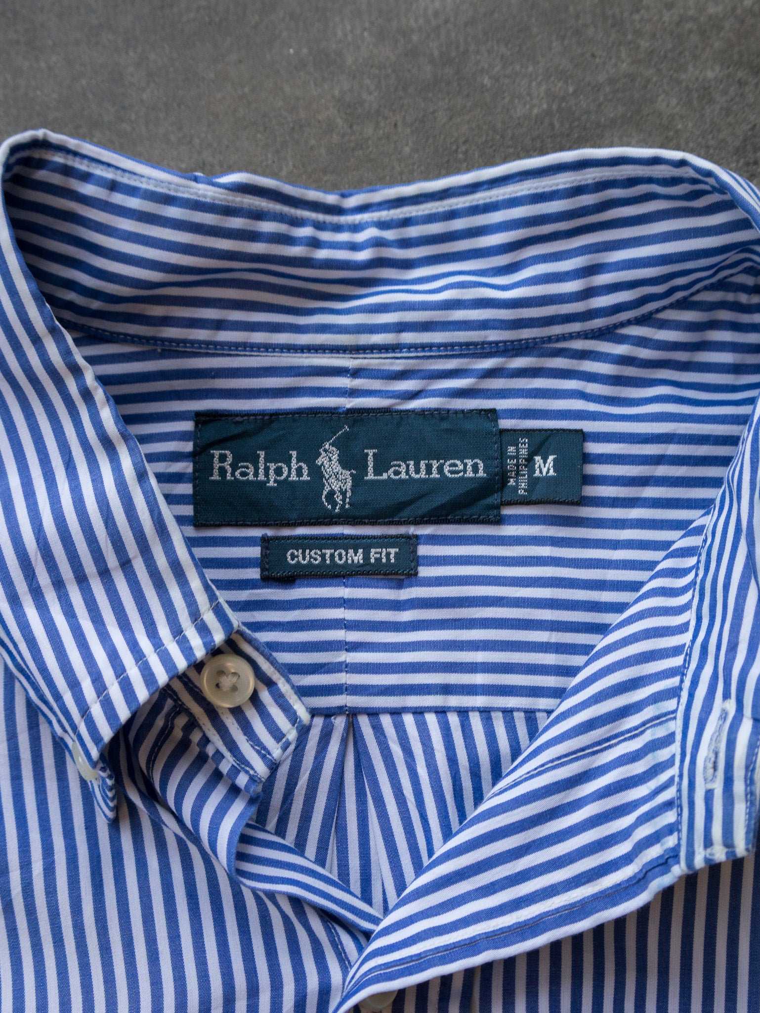 Vintage Blue Striped Ralph Lauren Shirt (M)