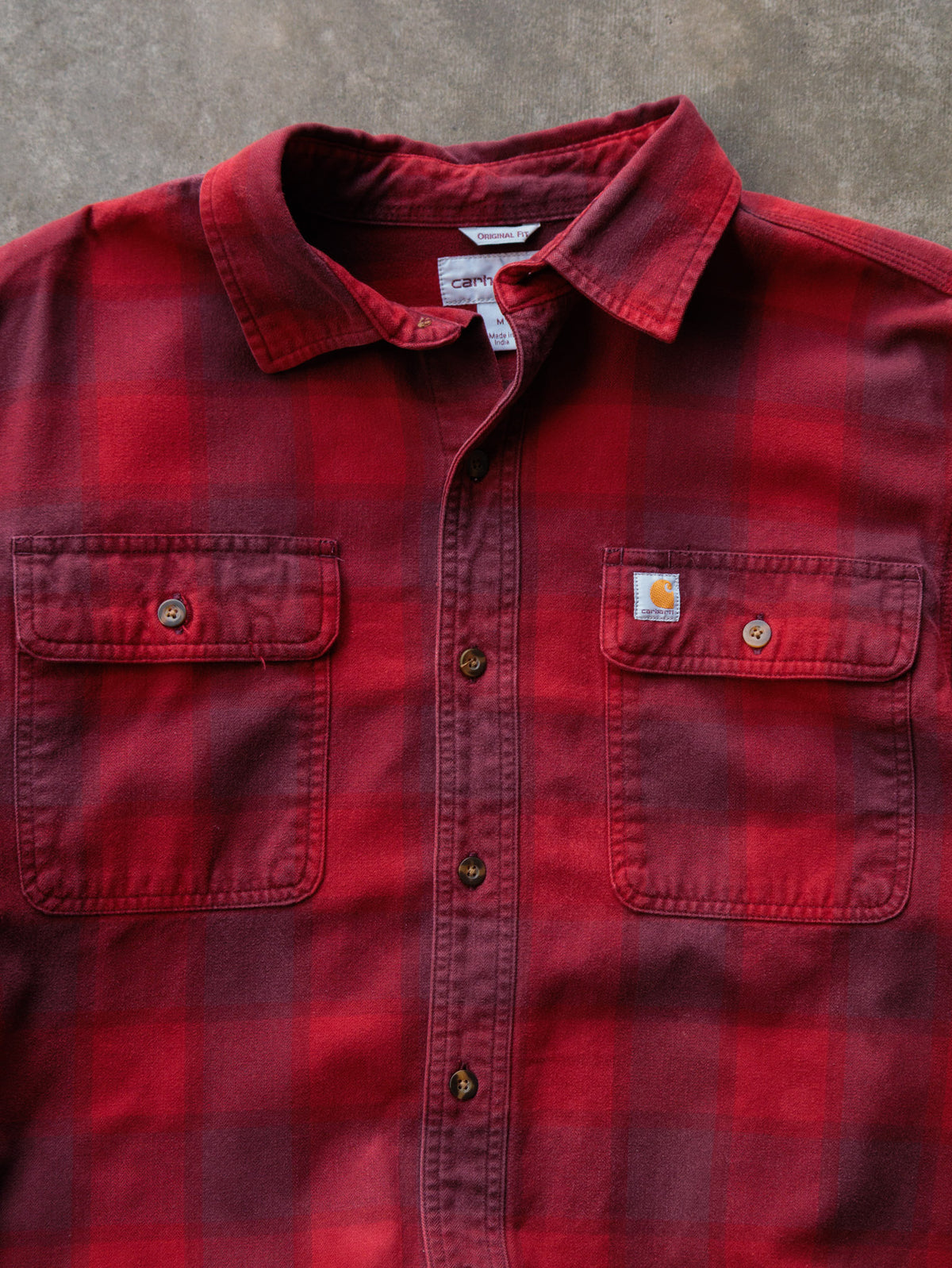 Vintage Red Plaid Carhartt Flannel Shirt (M)