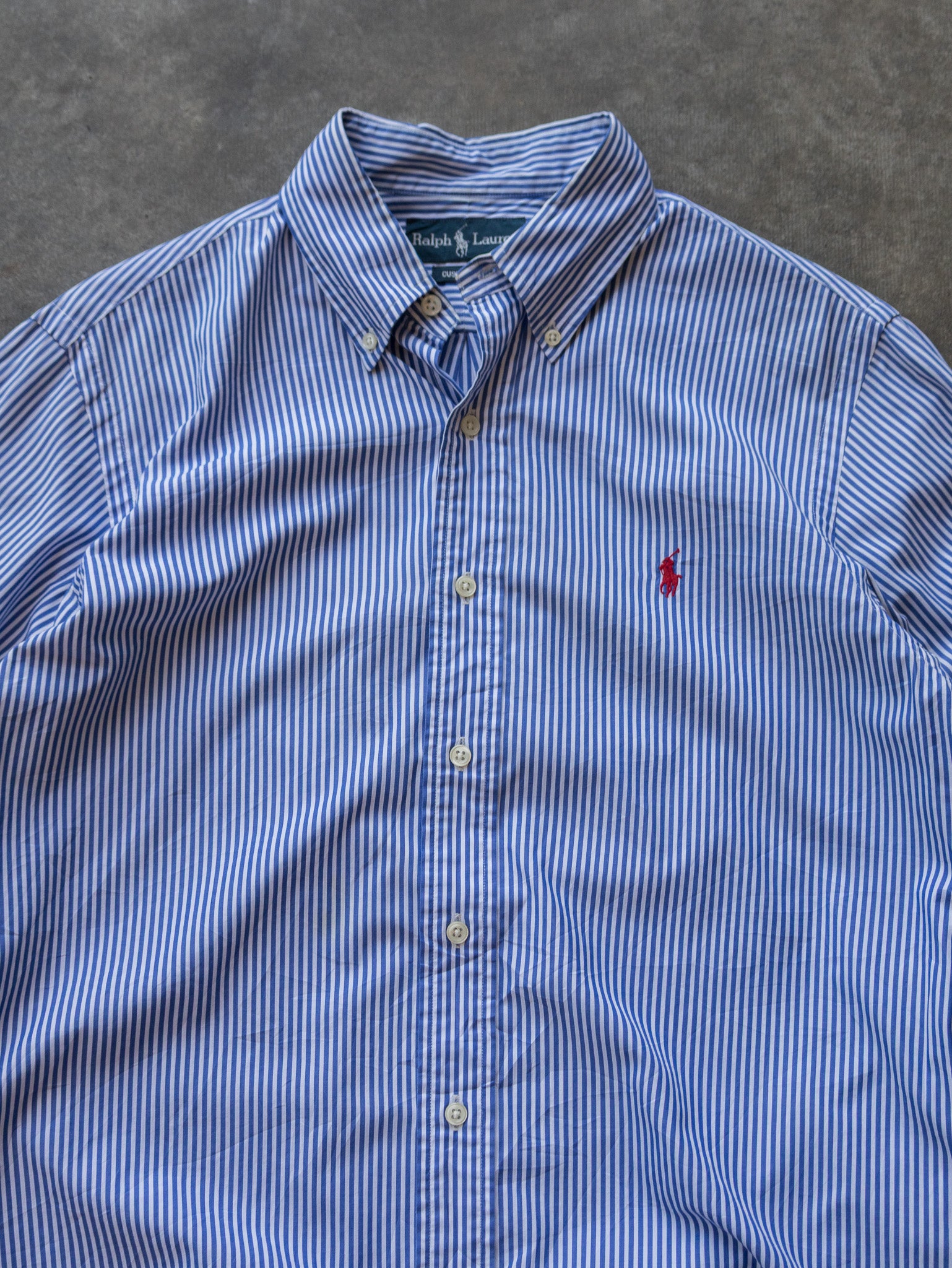 Vintage Blue Striped Ralph Lauren Shirt (M)