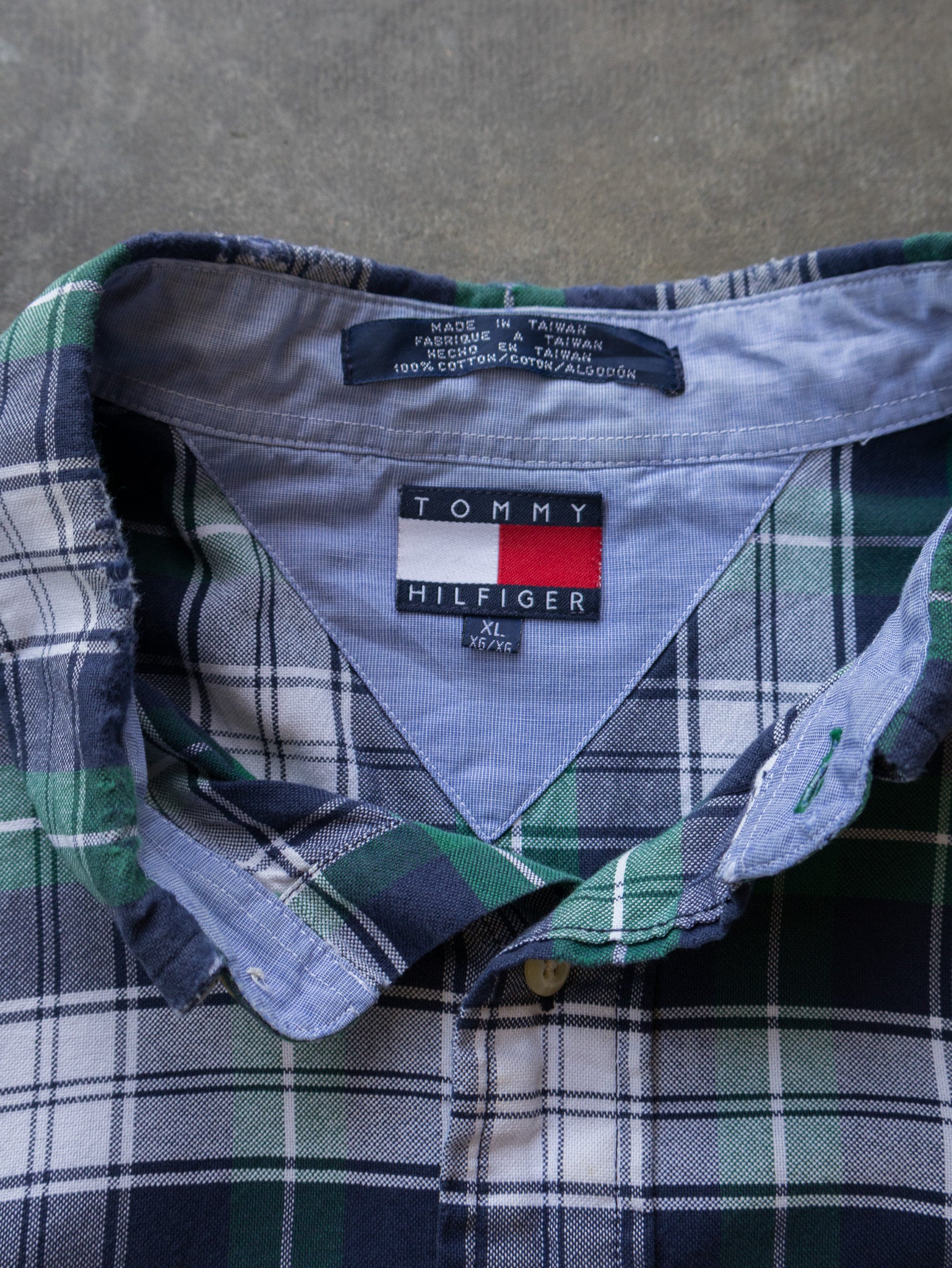 Vintage Green Check Tommy Hilfiger Shirt (XL)