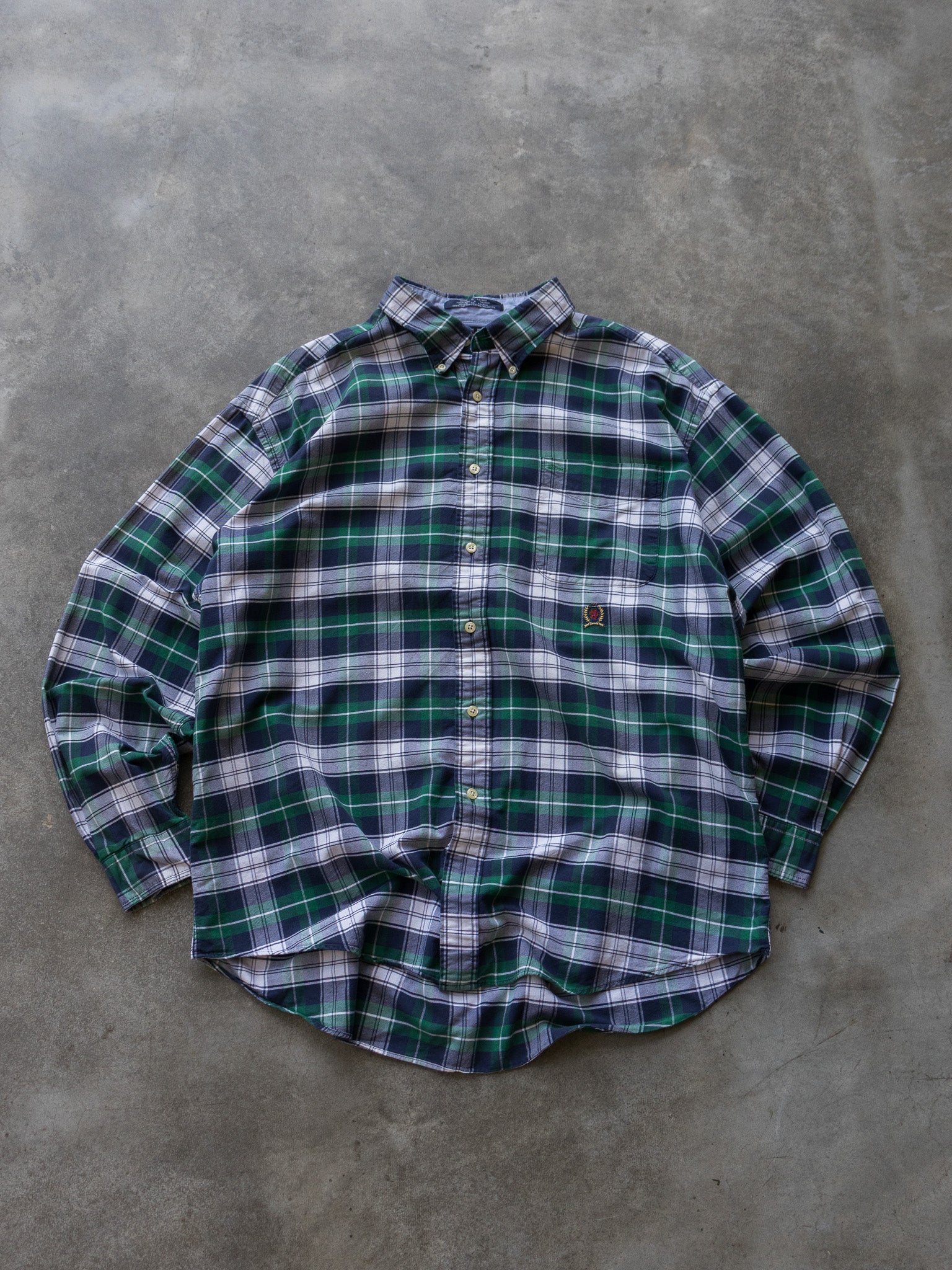 Vintage Green Check Tommy Hilfiger Shirt (XL)