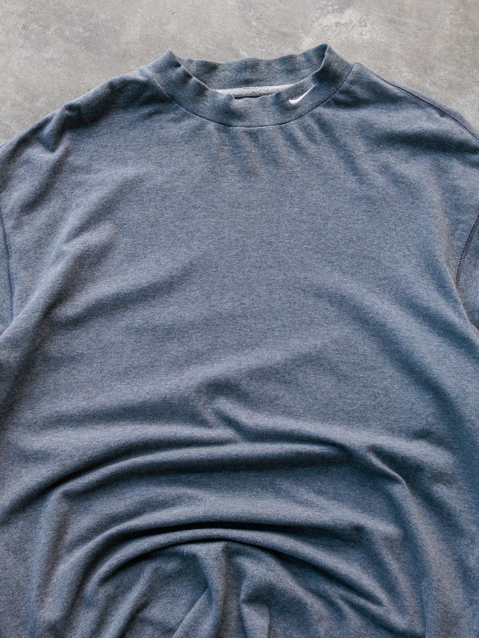 Vintage 00s Grey Nike Swoosh Mock Neck Long Sleeve (L)