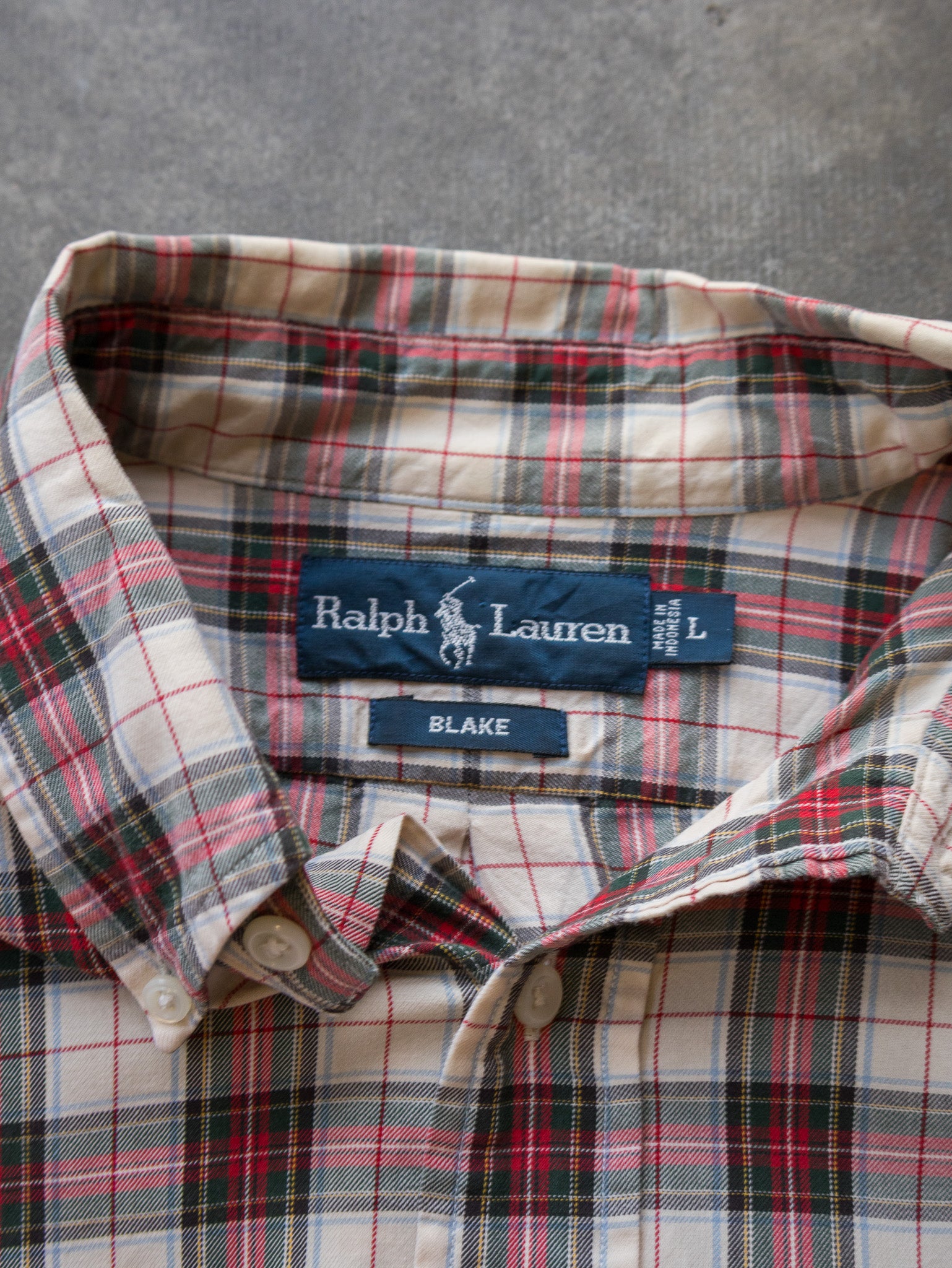 Vintage Cream Check Ralph Lauren Shirt (L)