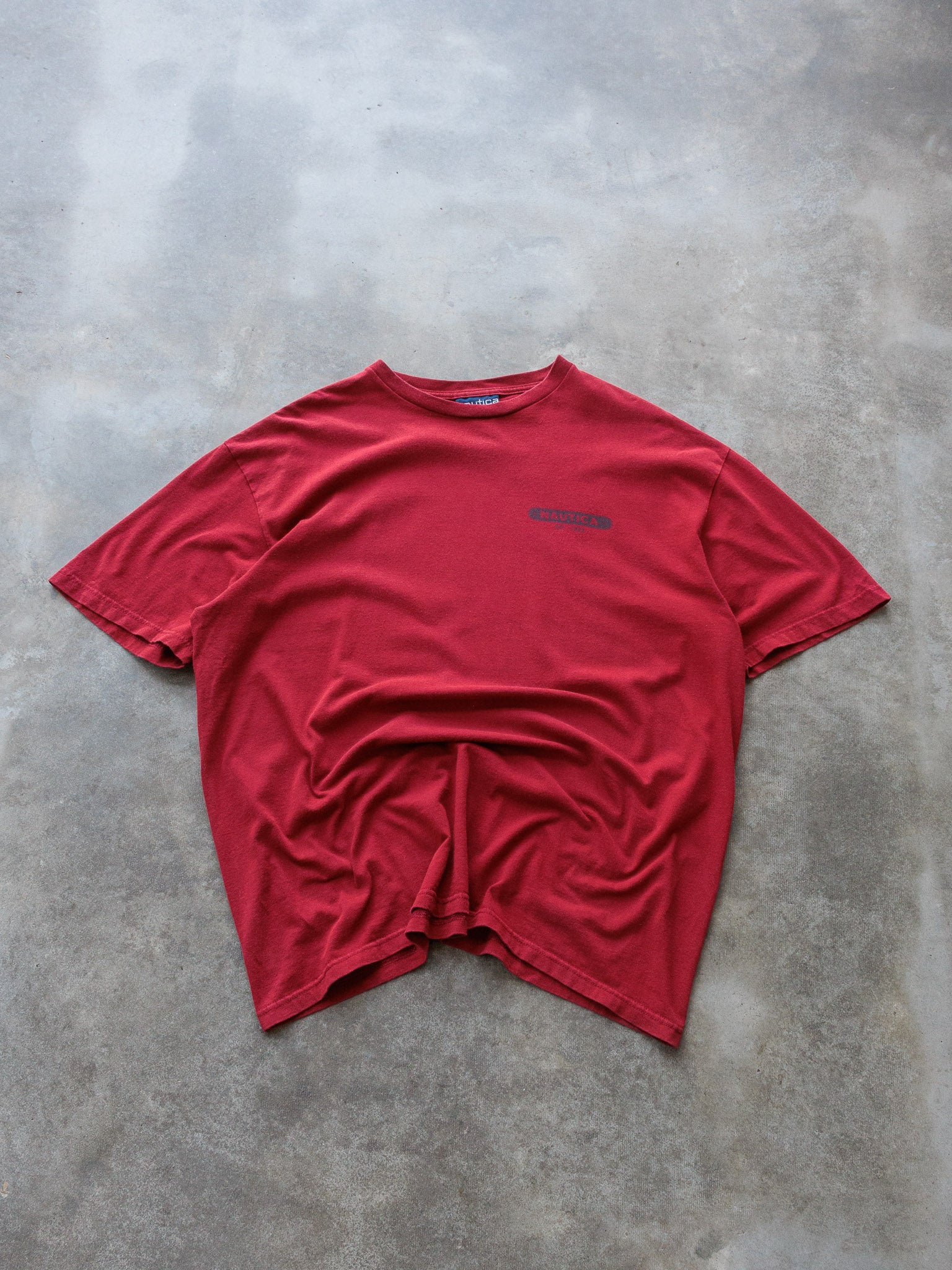 Vintage 90s Red Nautica Deep Sea Fishing Graphic Tee (XL)