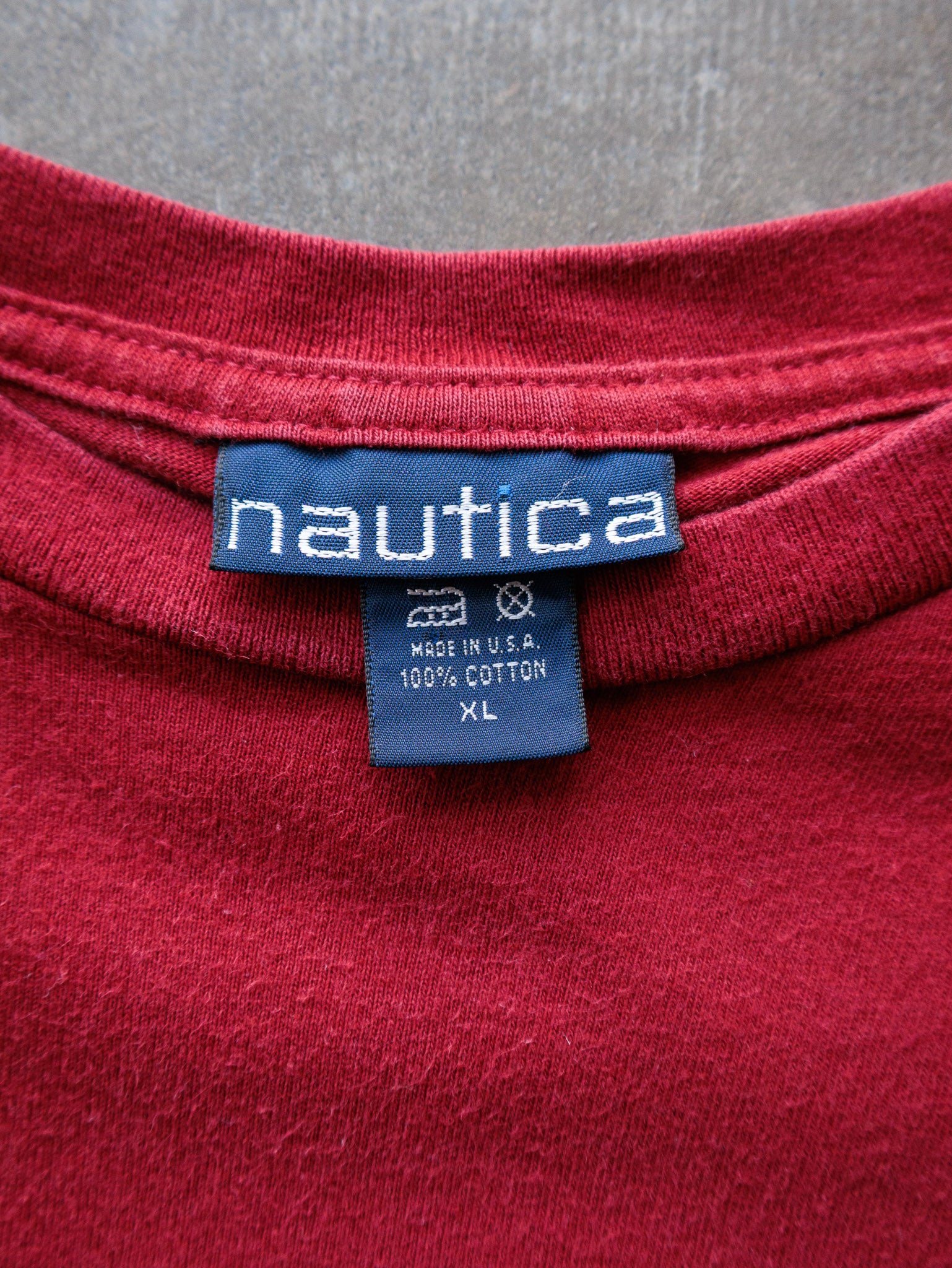 Vintage 90s Red Nautica Deep Sea Fishing Graphic Tee (XL)