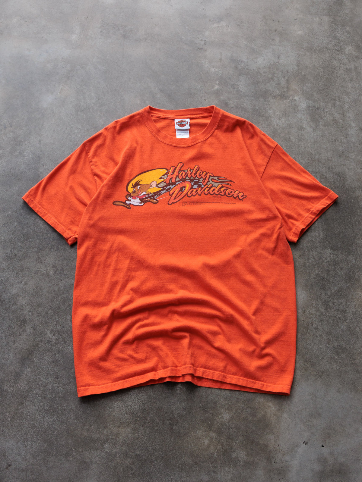 Vintage 2010 Orange Harley-Davidson Seattle Washington Looney Tunes Tee (L)
