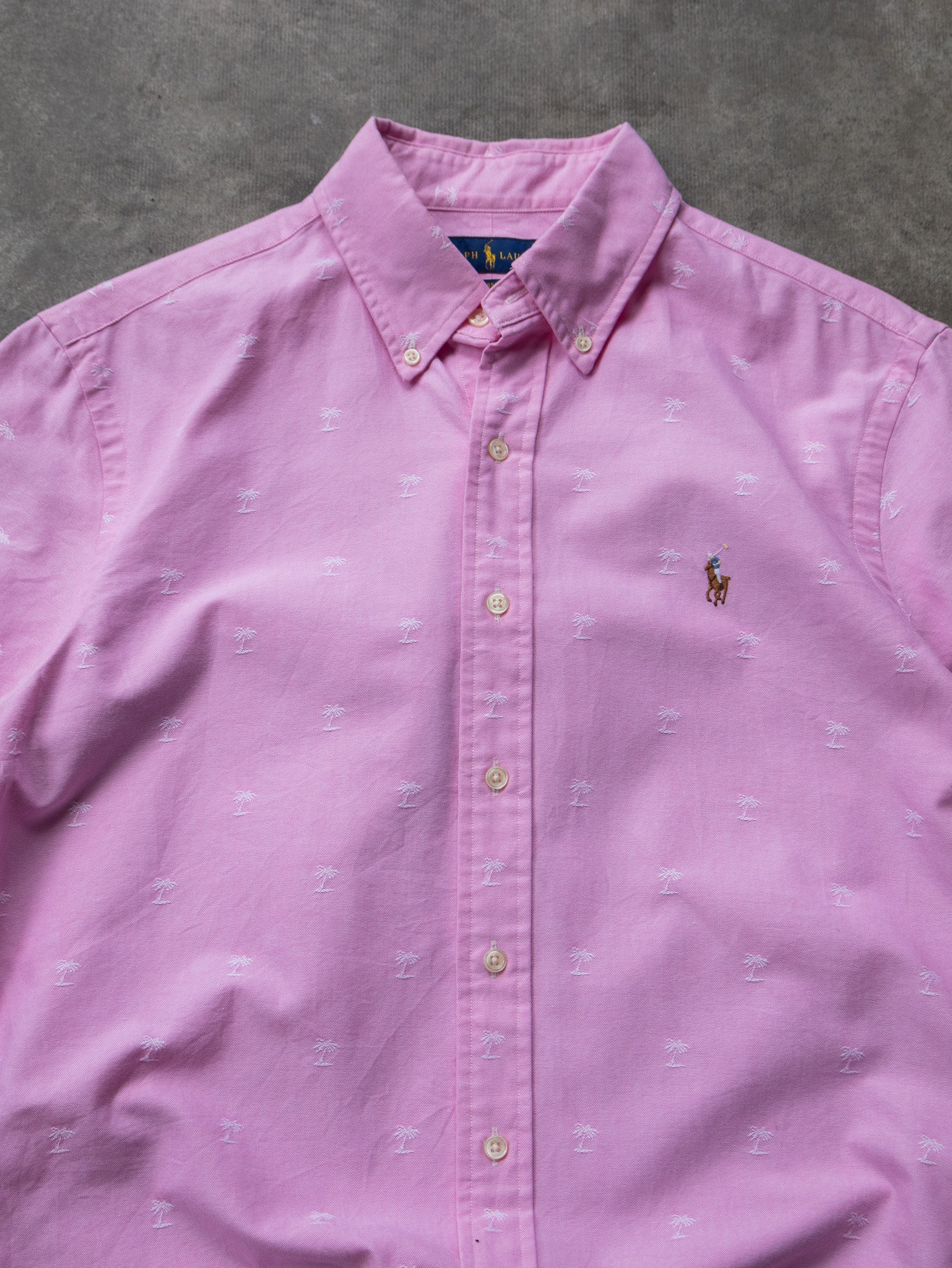 Vintage Pink Palm Ralph Lauren Shirt (M)