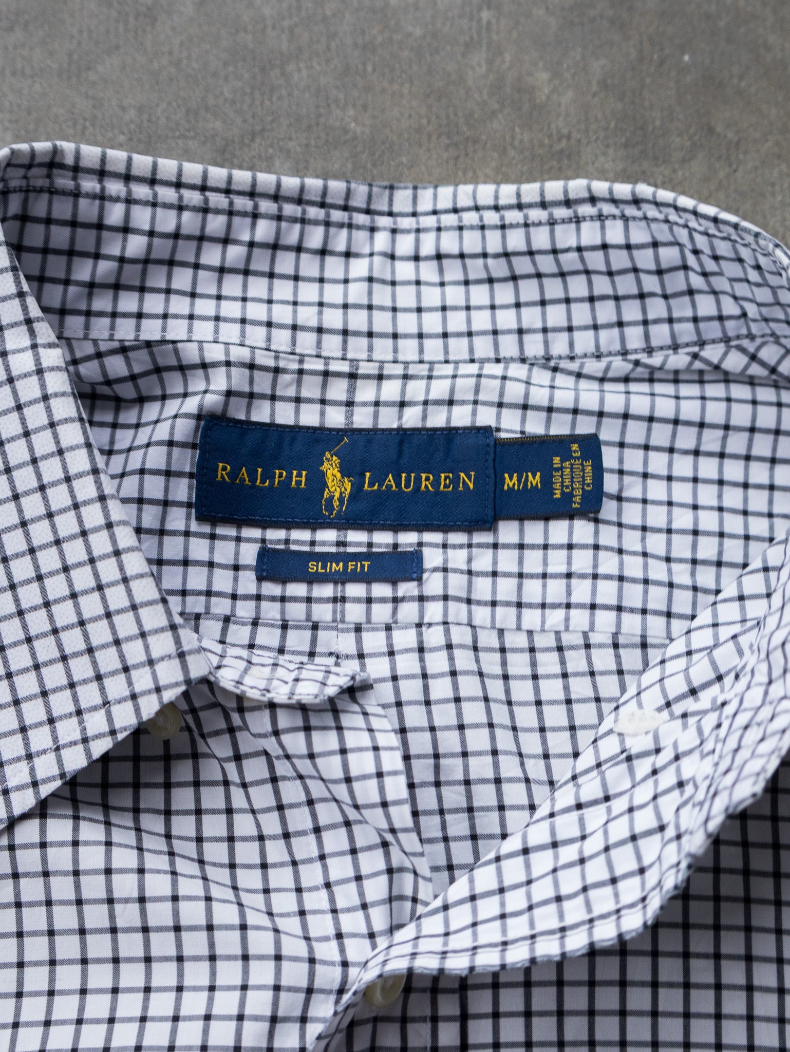Vintage White Black Check Ralph Lauren Shirt (M)