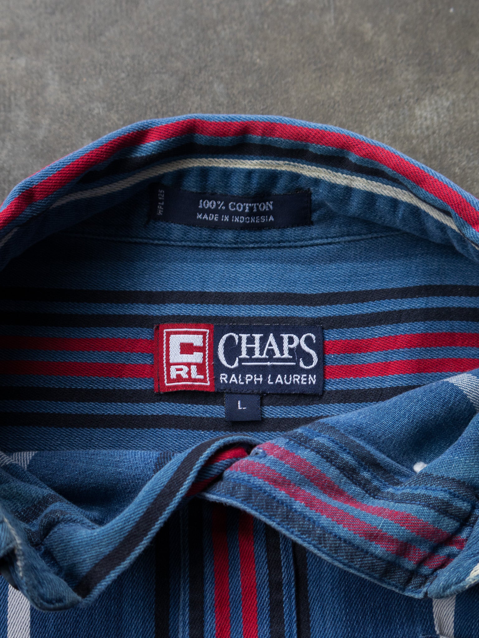 Vintage Blue Striped Chaps Ralph Lauren Shirt (L)
