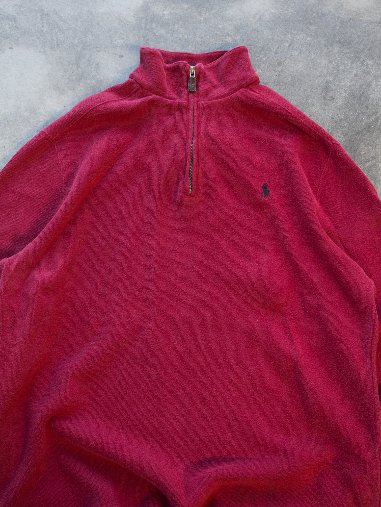 Vintage Burgundy Polo Ralph Lauren Quarter Zip Knit (L)