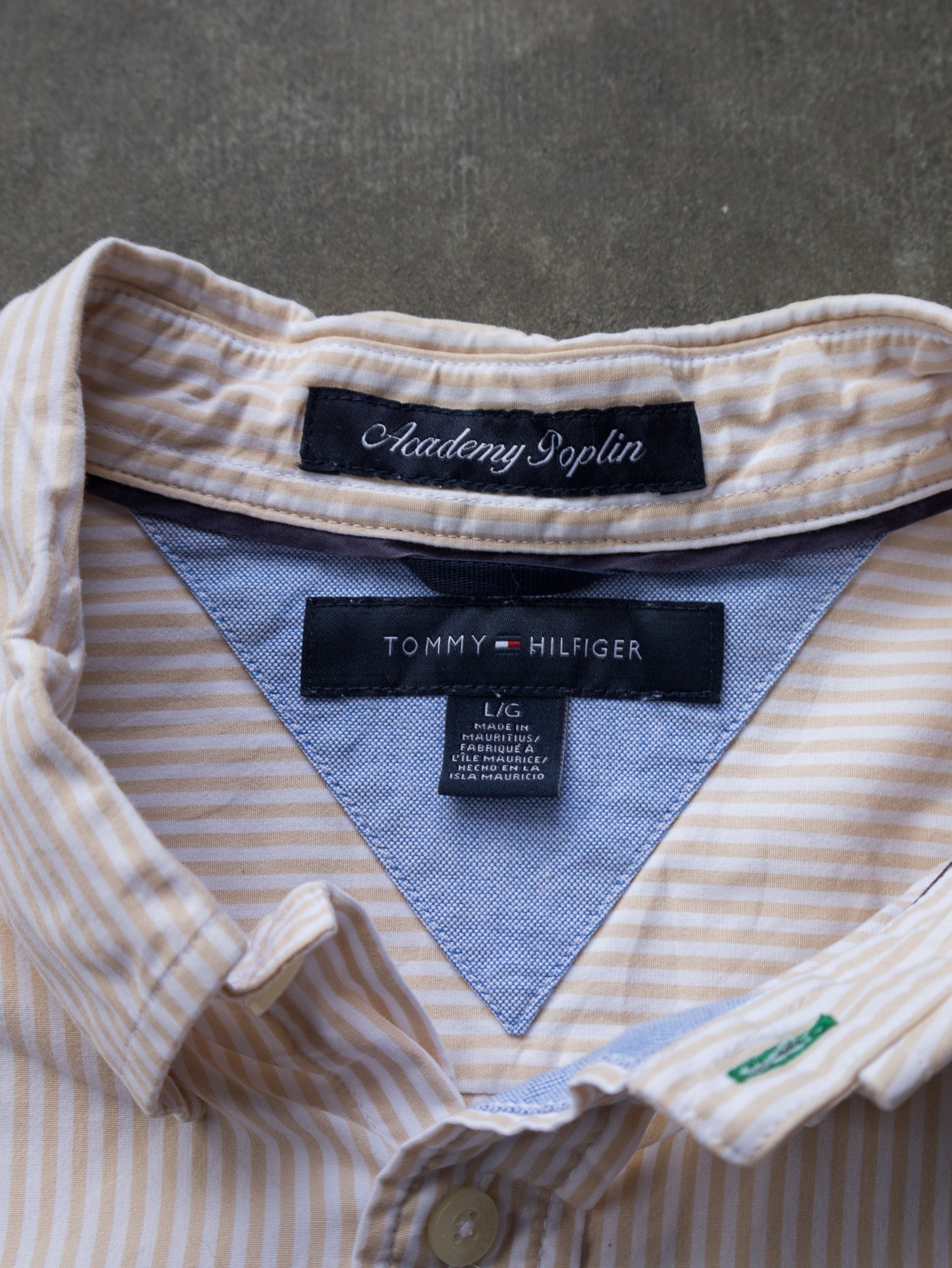 Vintage Beige Striped Tommy Hilfiger Shirt (L)