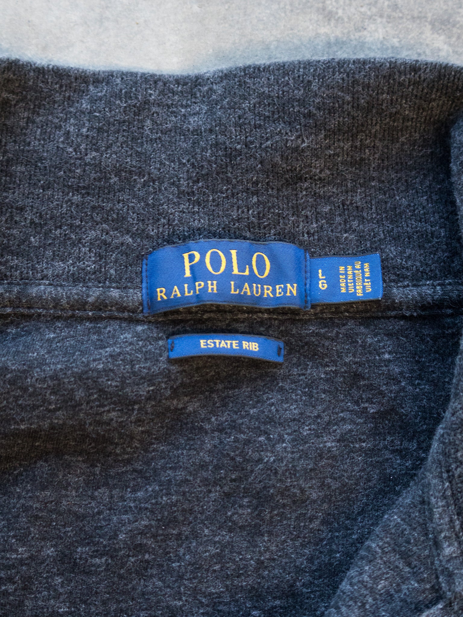 Vintage Charcoal Polo Ralph Lauren Quarter Zip Knit (L)