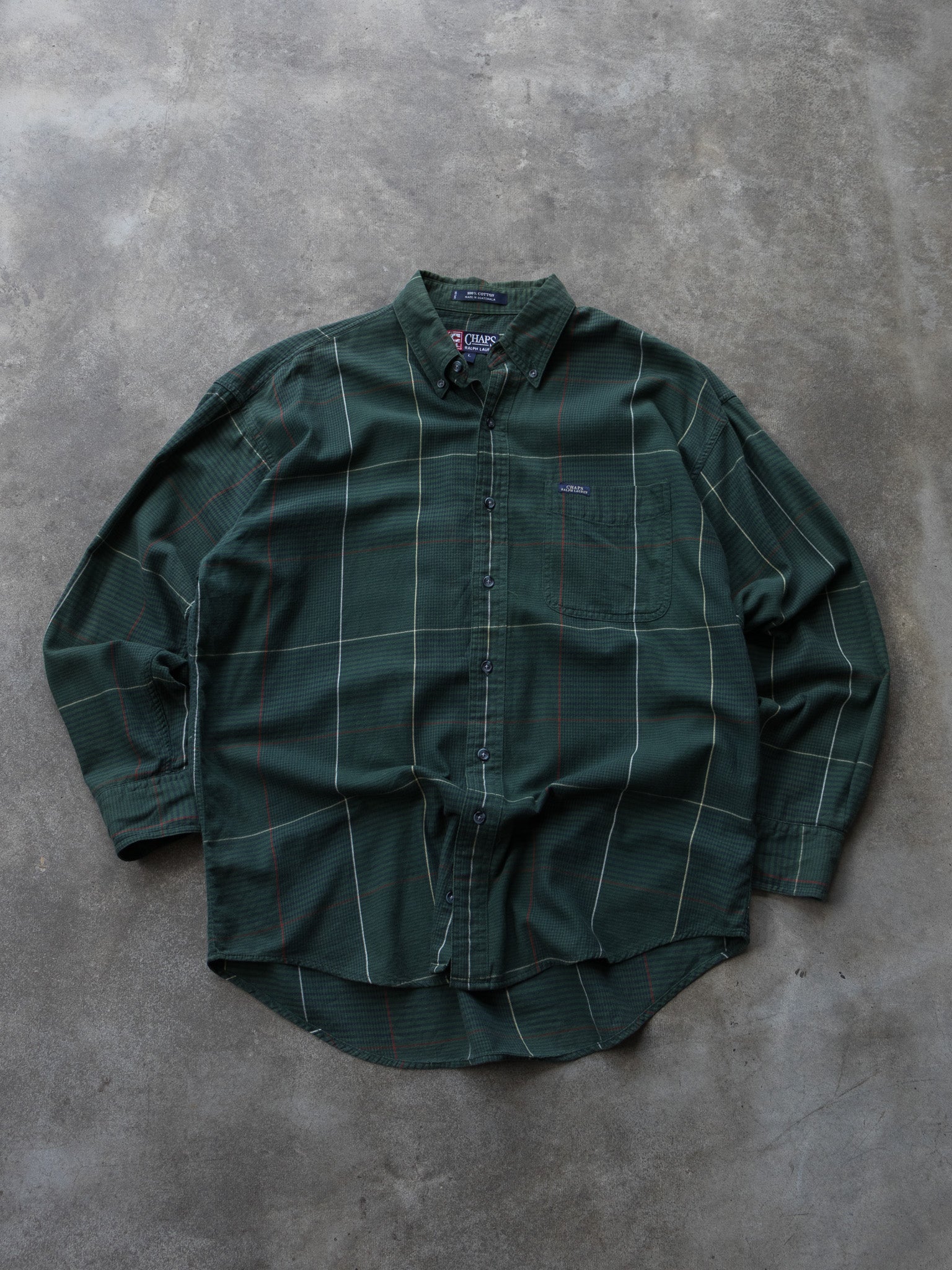 Vintage Green Check Chaps Ralph Lauren Shirt (L)