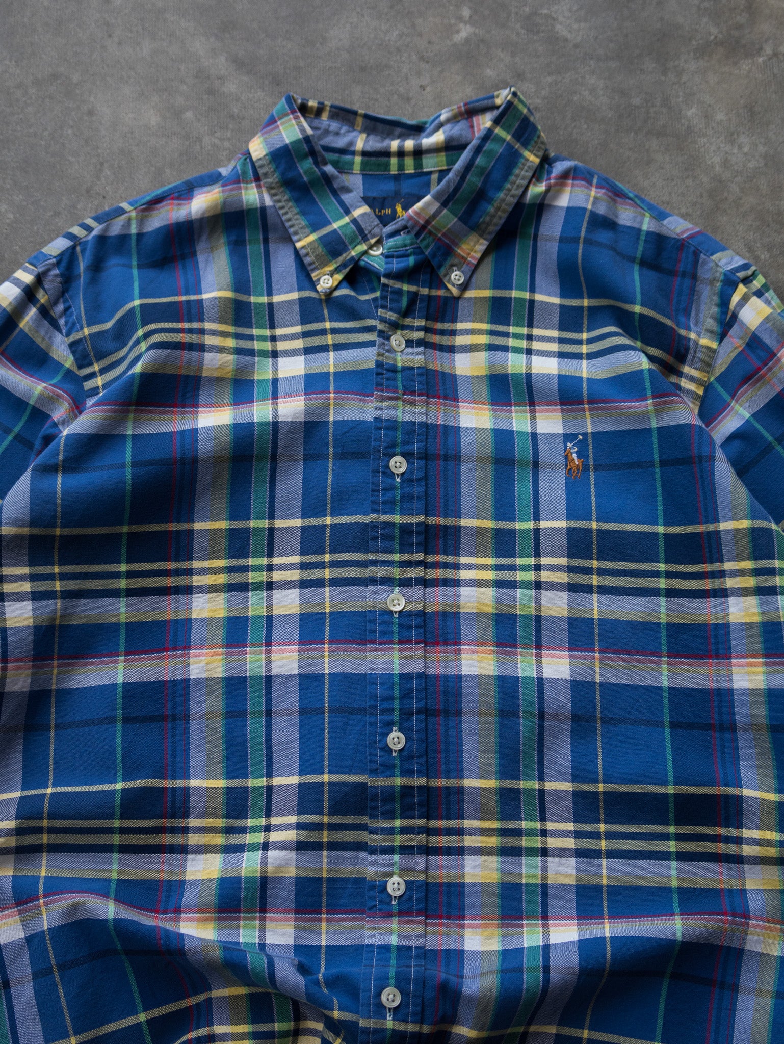 Vintage Blue Plaid Ralph Lauren Shirt (XL)