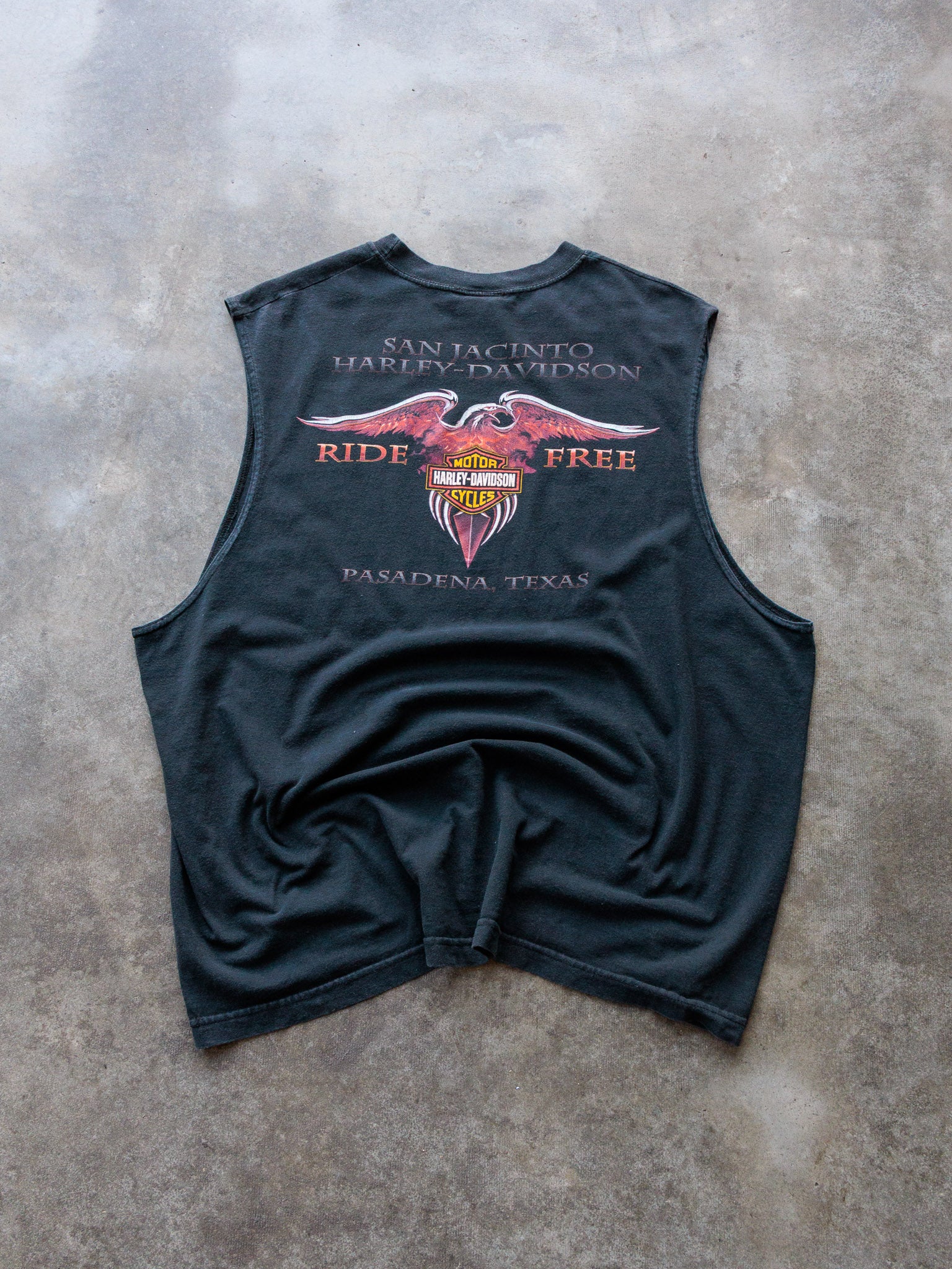 Vintage 00s Black Harley-Davidson Pasadena Texas Tank (2XL)