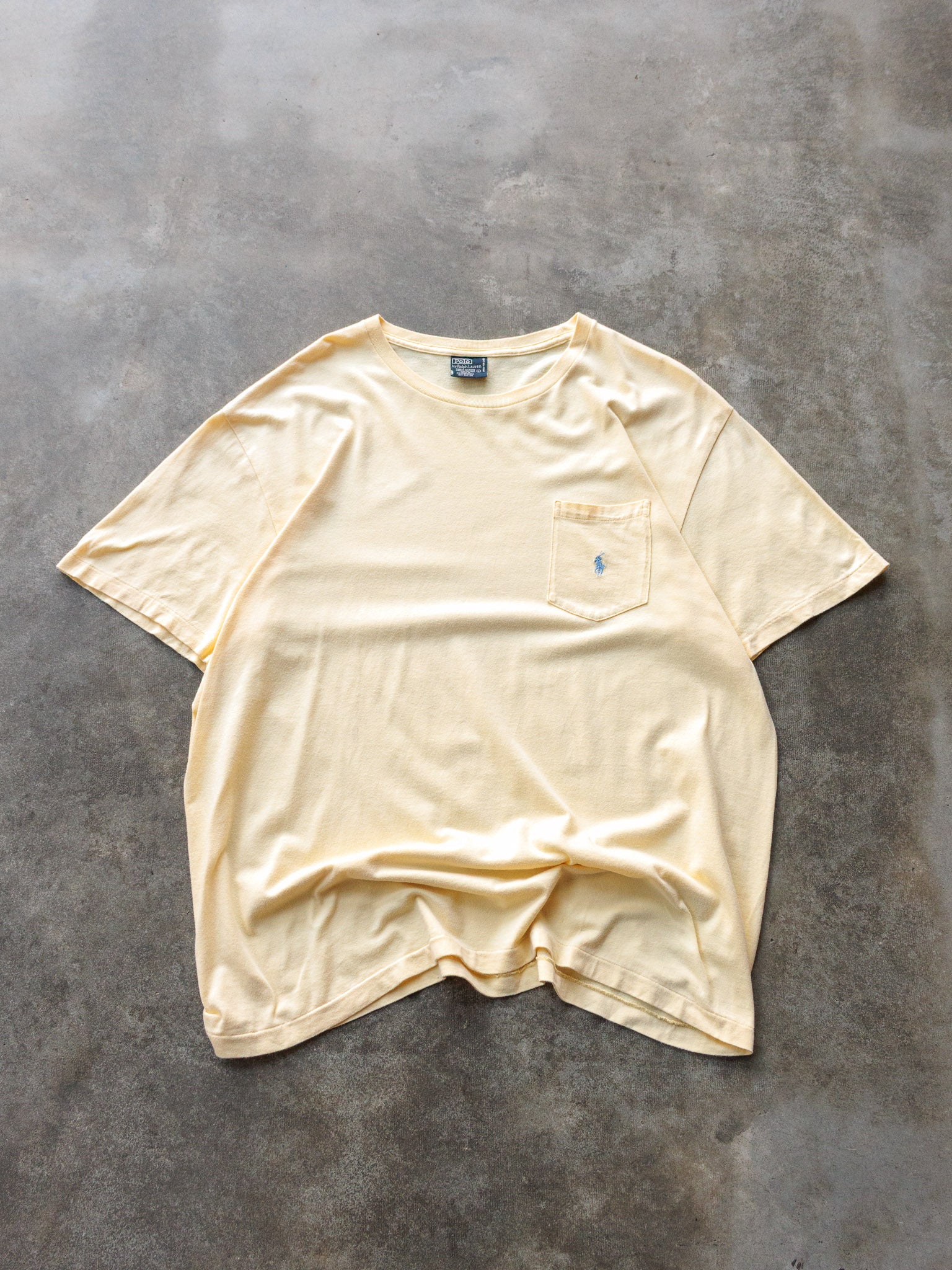 Vintage 90s Pale Yellow Polo Ralph Lauren Tee (L)