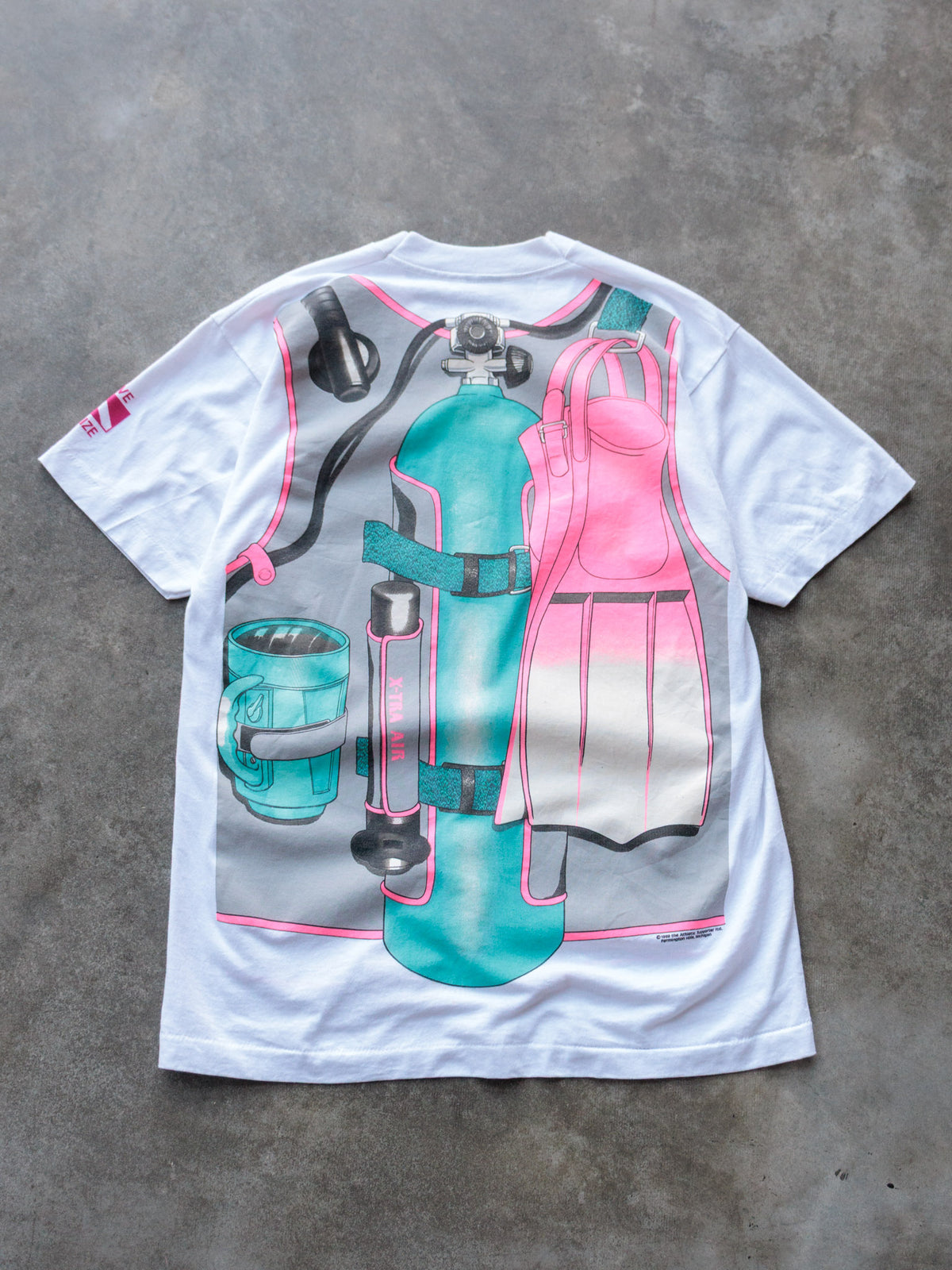 Vintage 90s White Dive Belize Scuba Gear Tee (L)