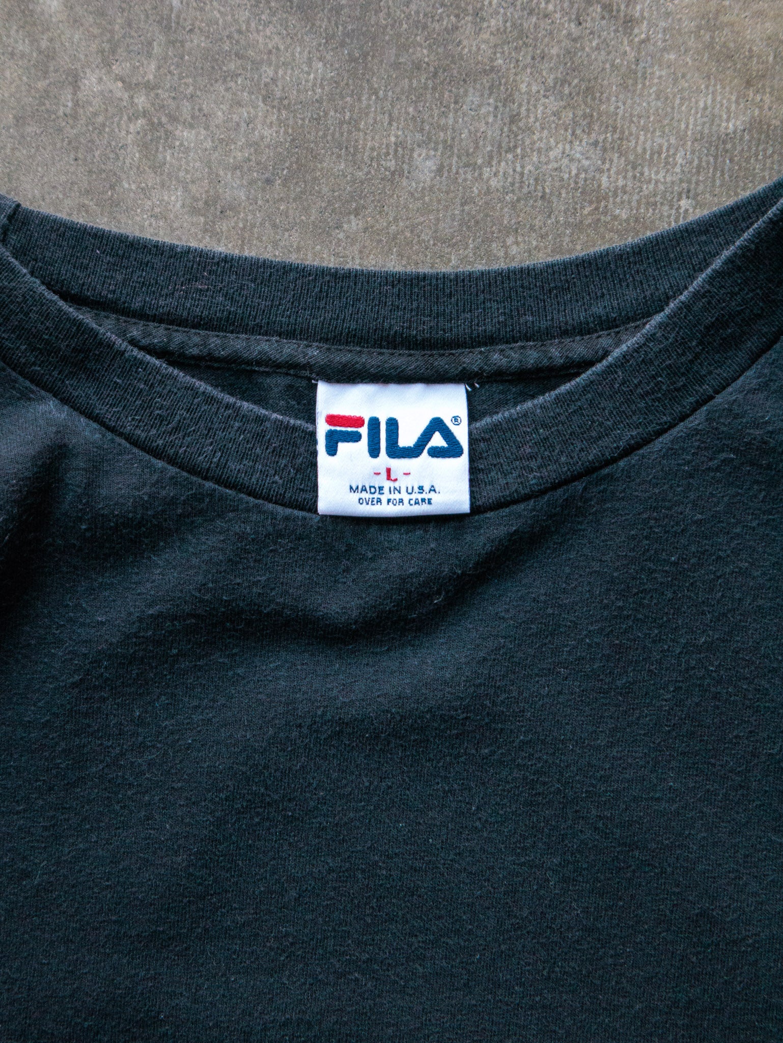 Vintage 90s Black Fila Embroidered Logo Tee (L)