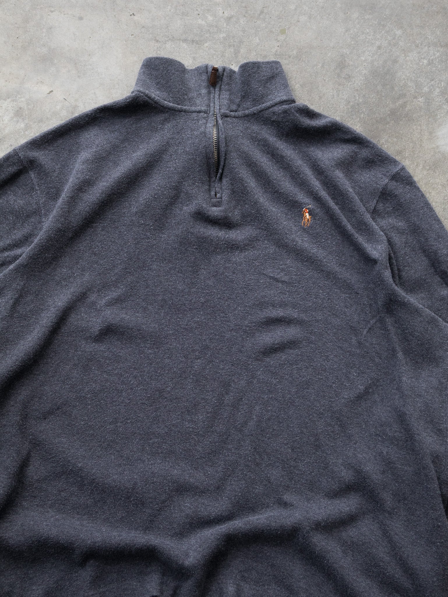 Vintage Dark Grey Polo Ralph Lauren Quarter Zip Knit (L)