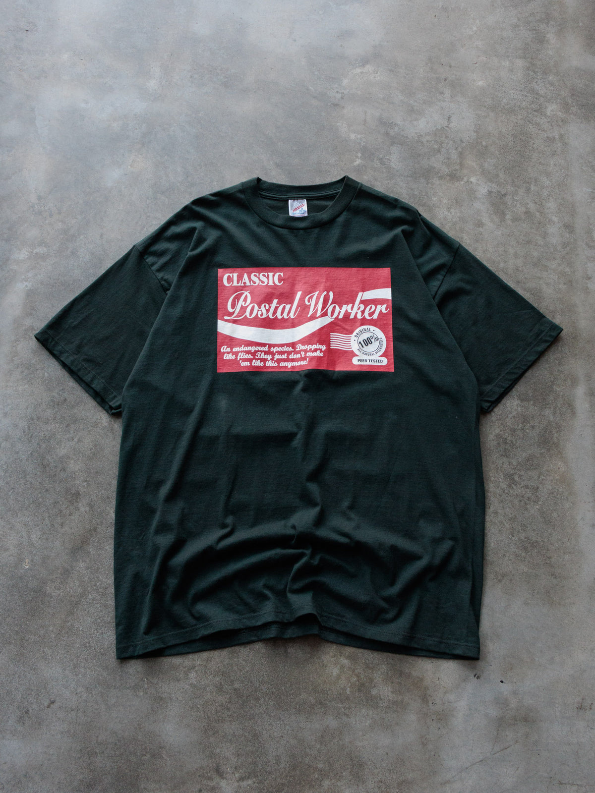 Vintage 90s Green Postal Worker Slogan Tee (2XL)