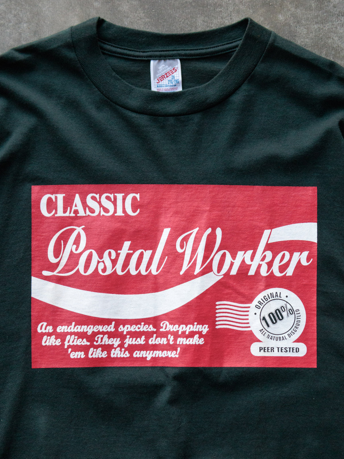 Vintage 90s Green Postal Worker Slogan Tee (2XL)