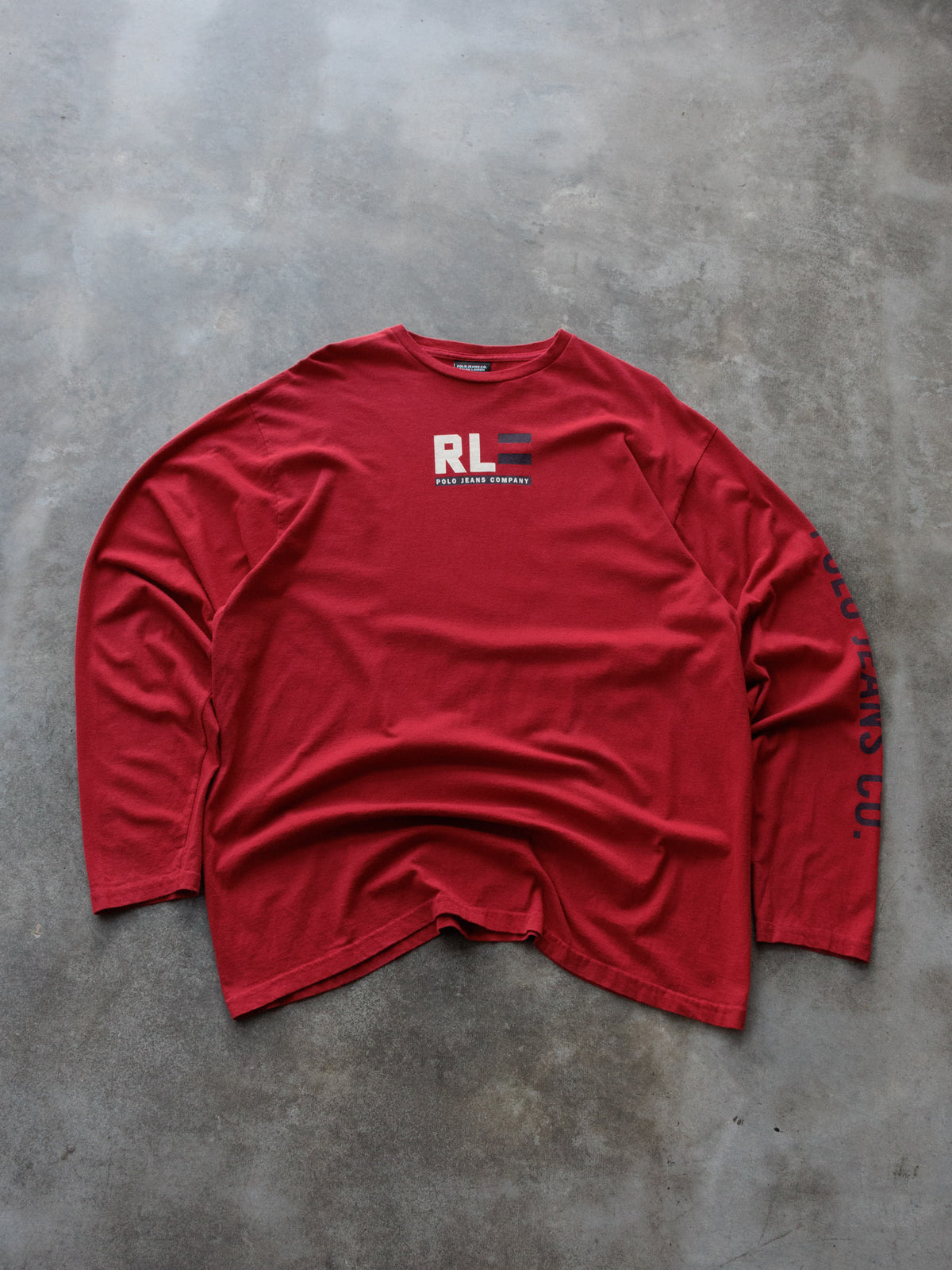 Vintage 00s Red Polo Jeans Co. Long Sleeve Tee (XL)