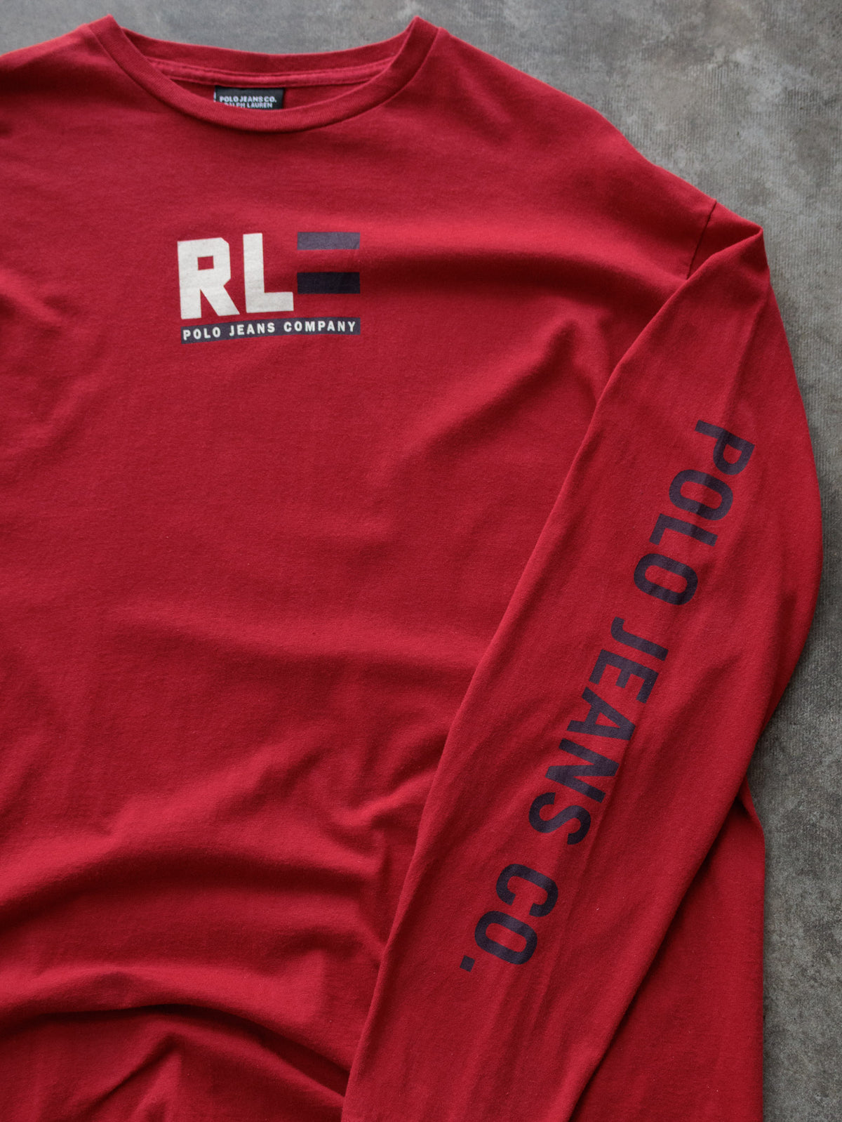 Vintage 00s Red Polo Jeans Co. Long Sleeve Tee (XL)