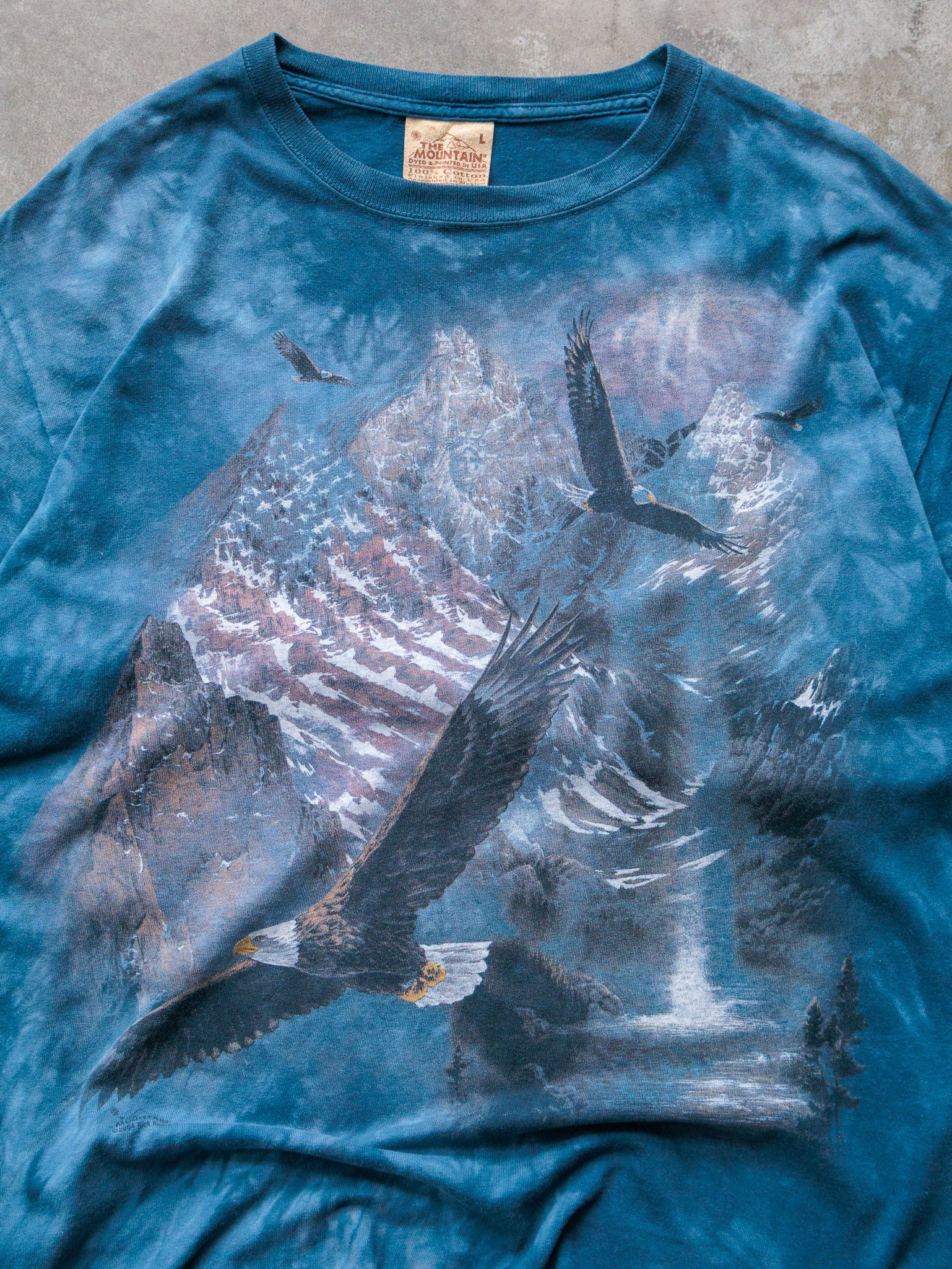 Vintage 2004 Blue Tie Dye American Eagle Graphic Tee (L)