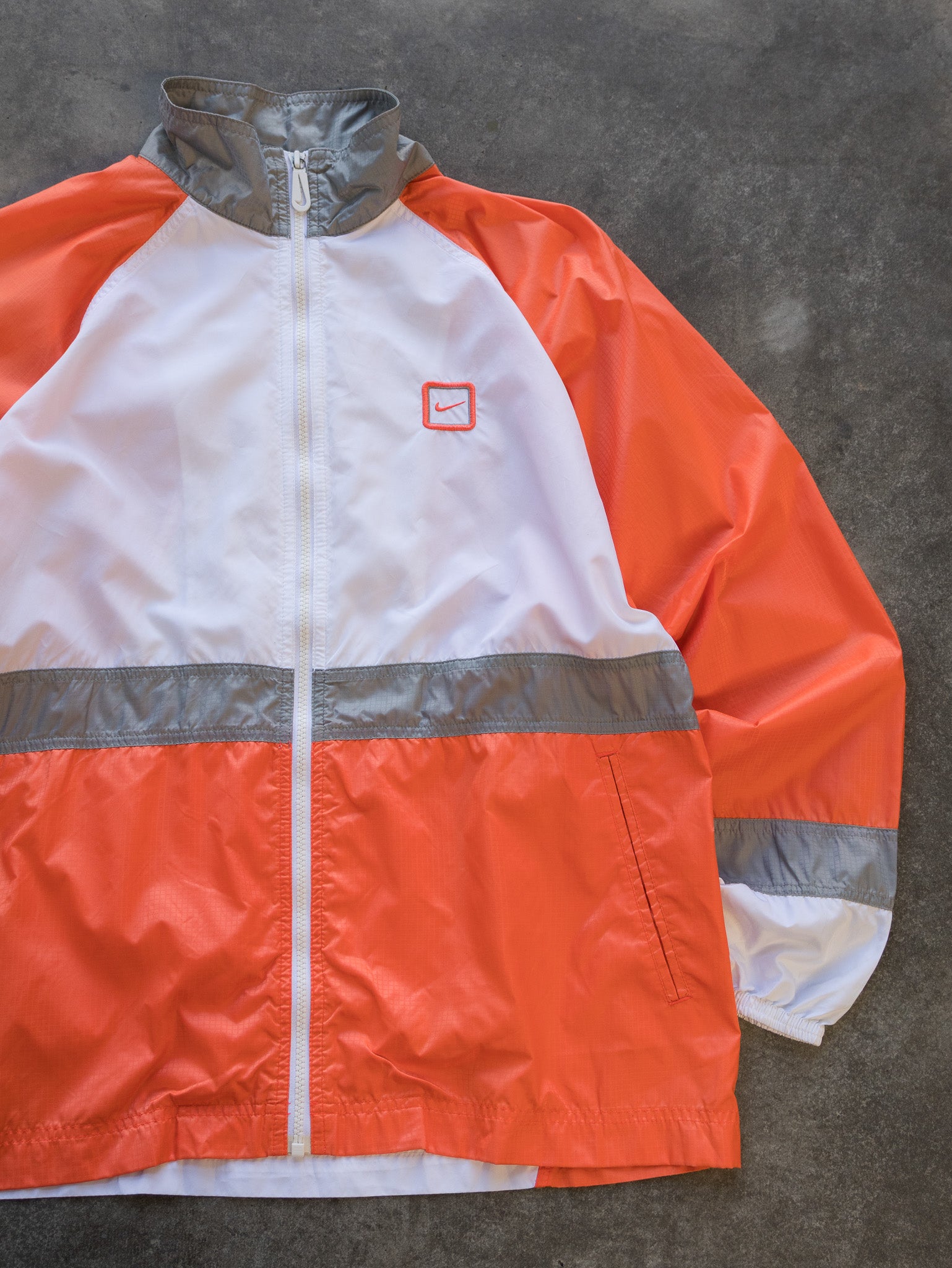 Vintage Orange White Nike Windbreaker Jacket (12-14Y)