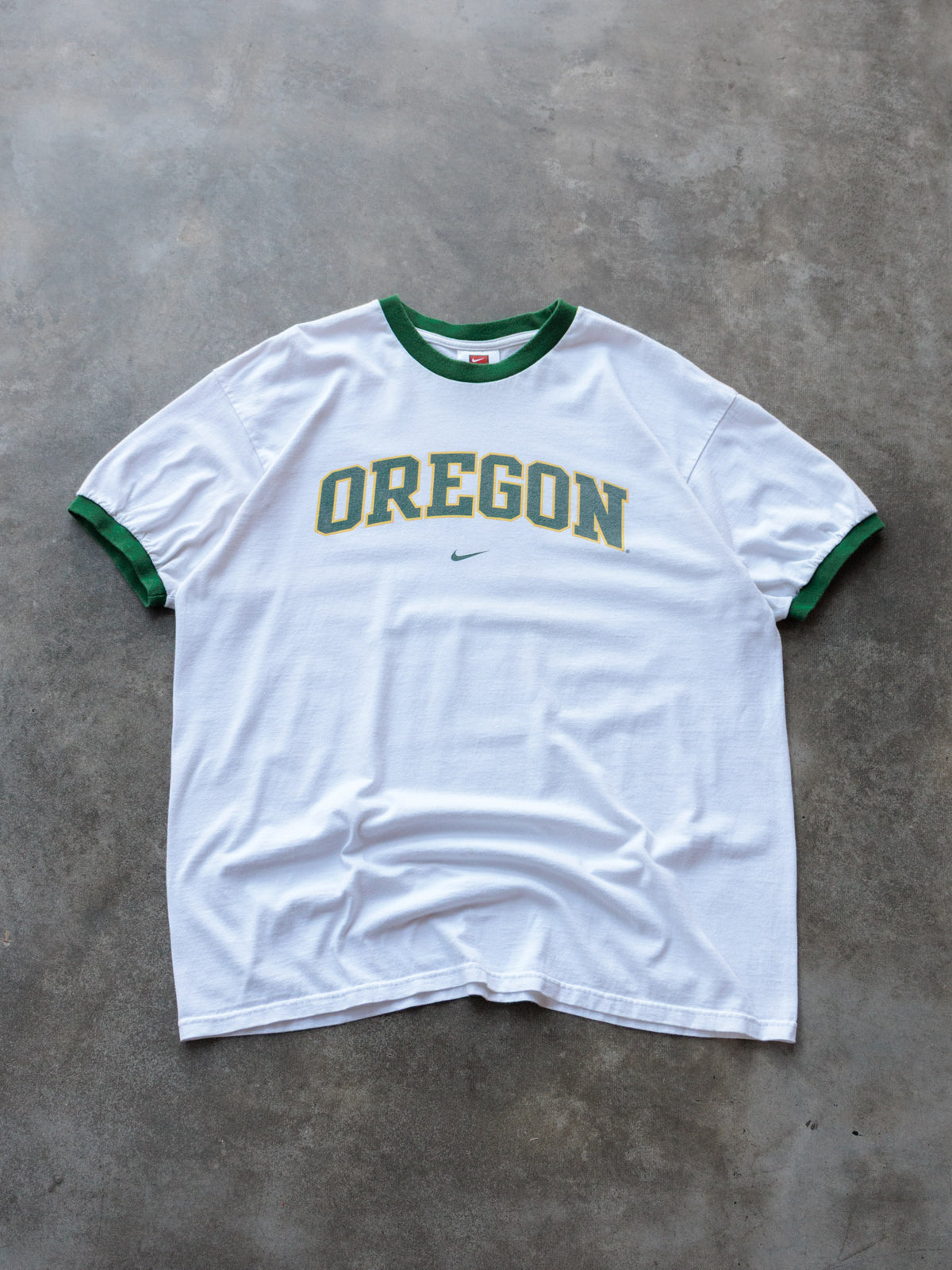 Vintage 00s White Oregon Ducks Nike Ringer Tee (L)